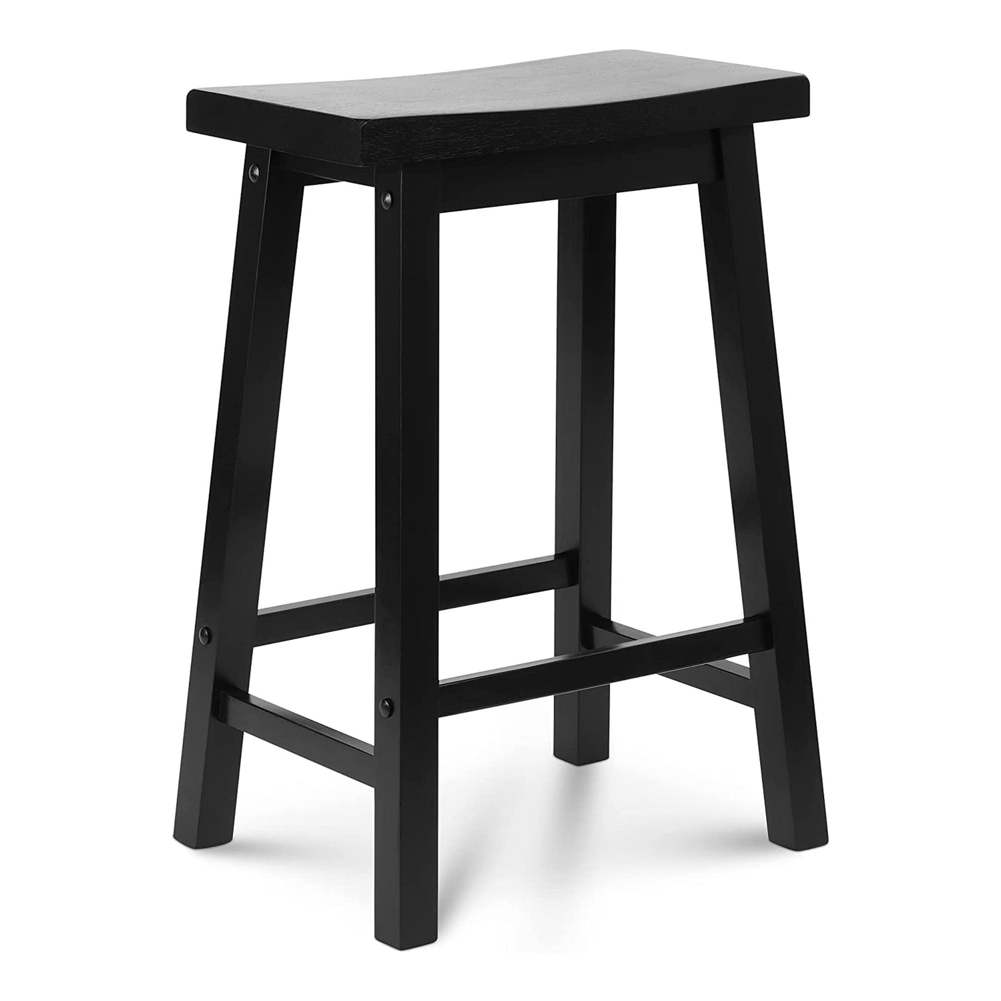 PJ Wood Classic Modern Solid Wood 24 Inch Tall Backless Saddle-Seat Easy Assemble Counter Stool for All Occasions