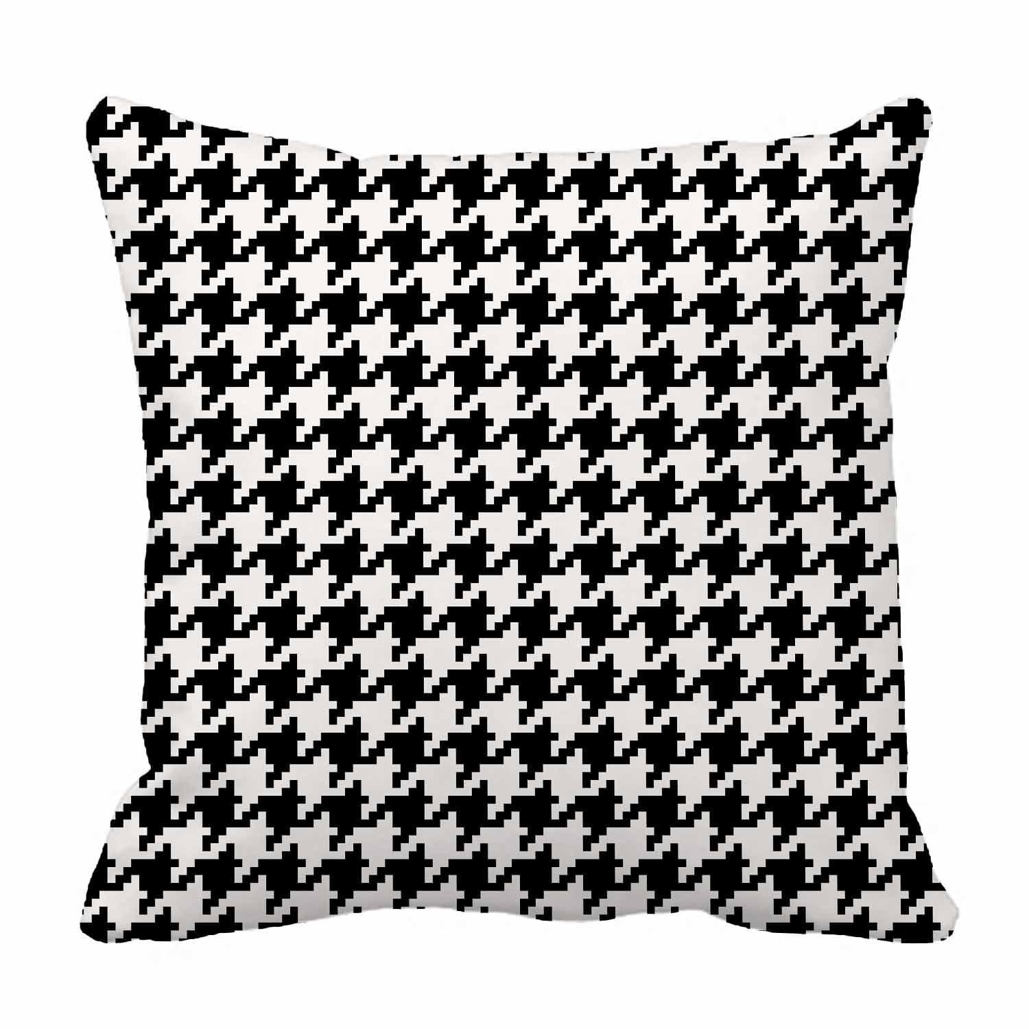 COMIO  Houndstooth Throw Pillow Covers, Black and White Plaid Decorative Cushion Pillow Cases for Sofa Couch Bedroom Car