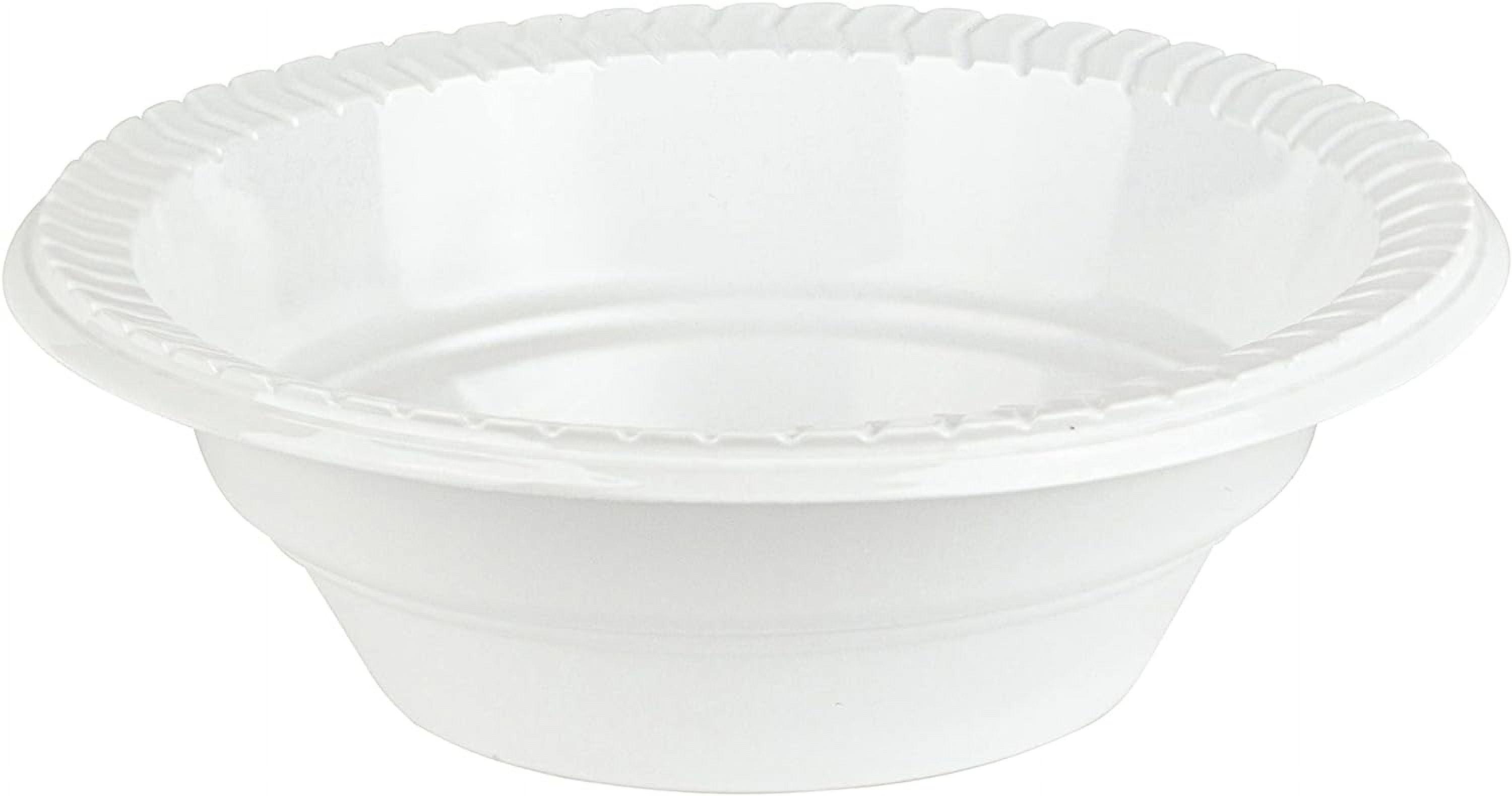 PLASTICPRO 12 Oz White Plastic Bowls Round Disposable Microwavable Bowls, 100-Pack