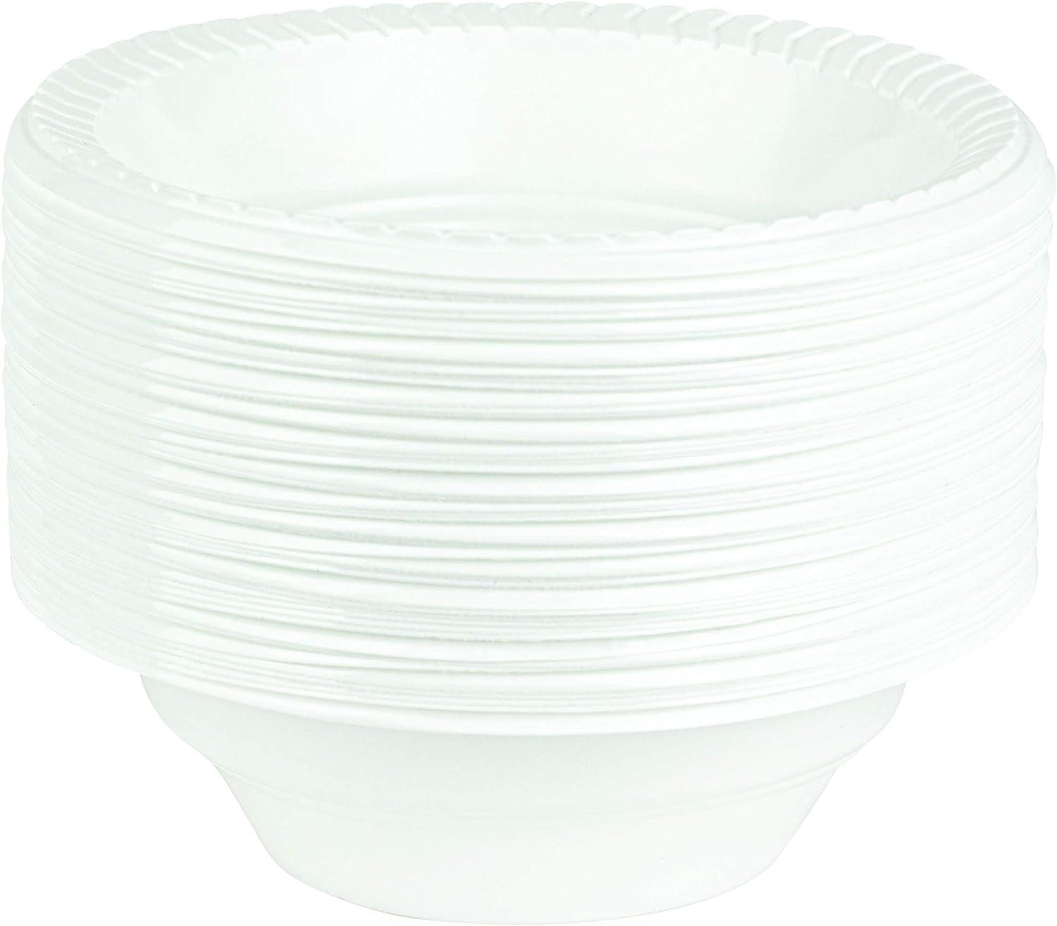 PLASTICPRO 16 Oz White Plastic Bowls Round Disposable Microwavable Bowls, 200-Pack