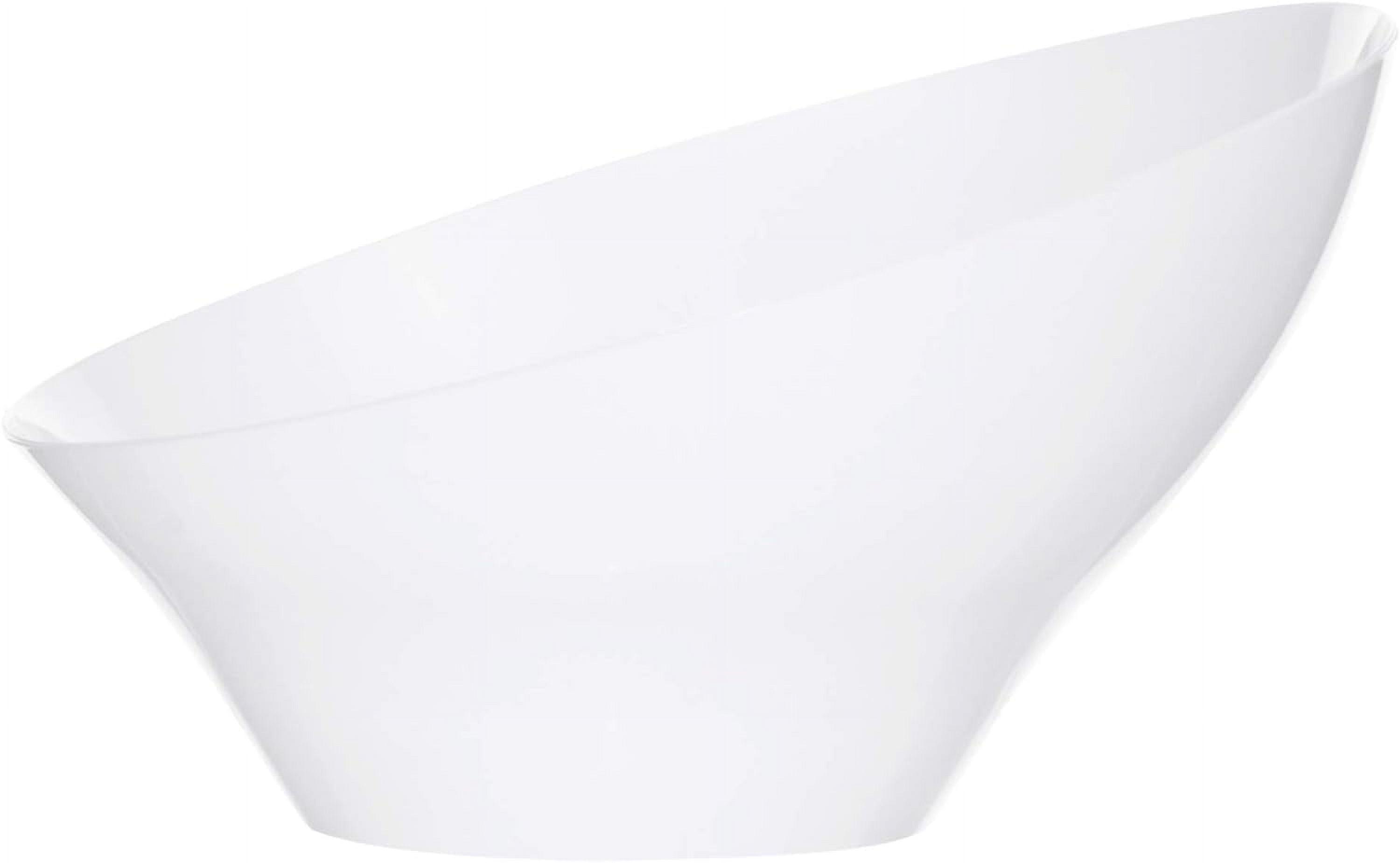 PLASTICPRO Angled Plastic Serving Bowls White Disposable Bowls Party Supplies, Large 4-Pack
