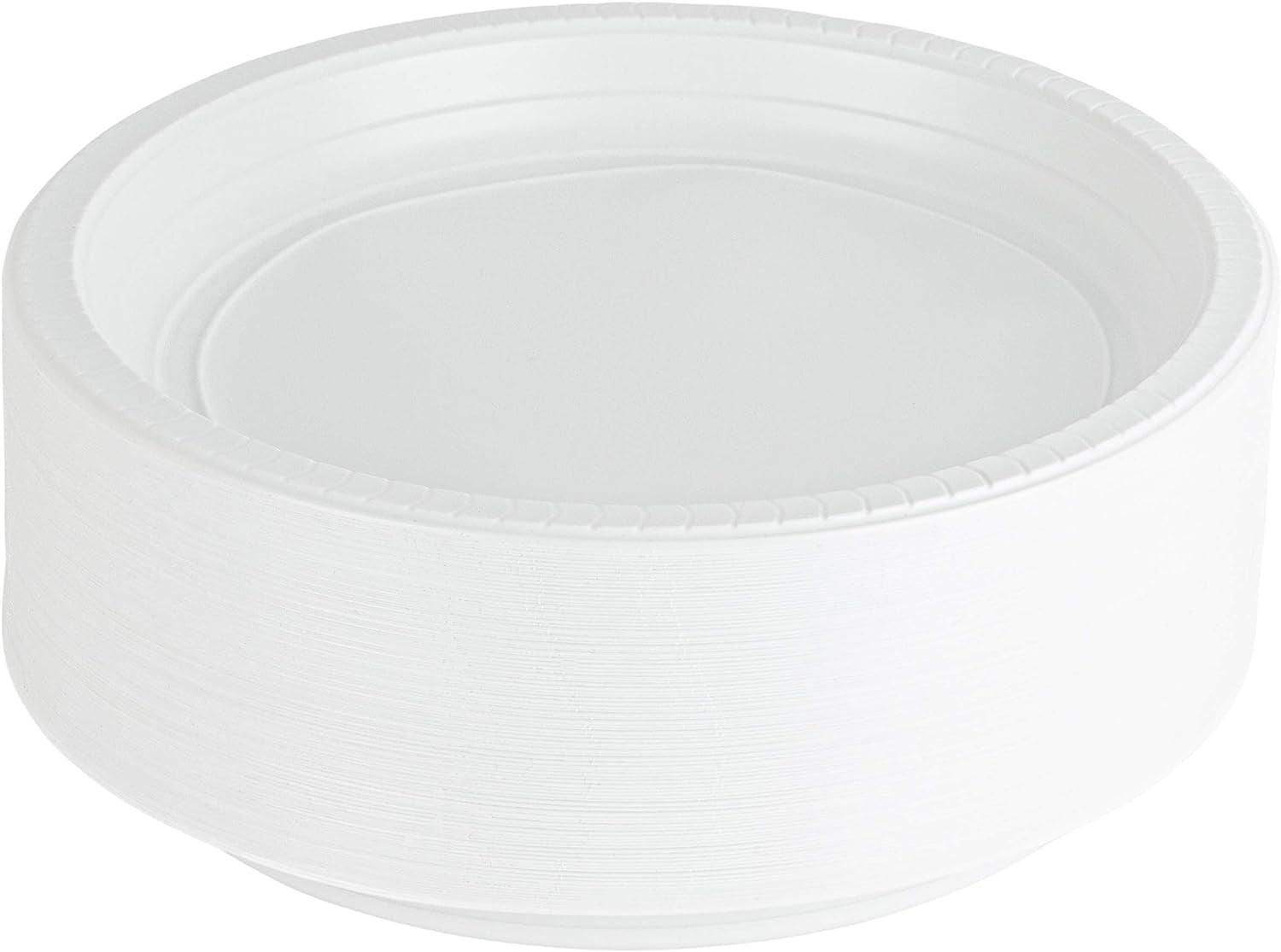 White Round 10-Inch Reusable Plastic Plates, 100-Pack