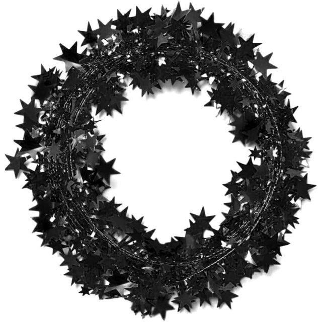 PMU Star Wire Shiny Garland Black - Halloween, Christmas Party, Wedding, Birthday, Festive Home Decoration Ornament 25ft Black (1/pkg) Pkg/1