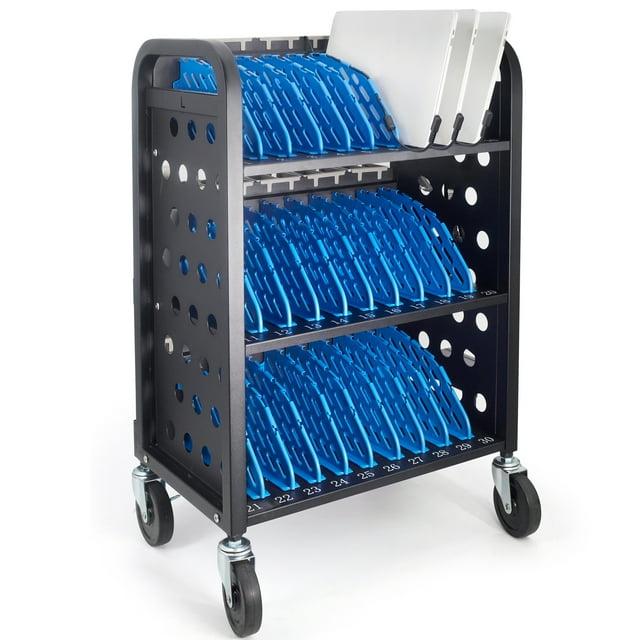 POCHAR 30-Device Chromebook Open Charging Cart, Charging Station Rack for 14" iPad, Laptop - Tablet Organizer Station for Classroom - Laptop Storage Cart with Cable and Charger Organization