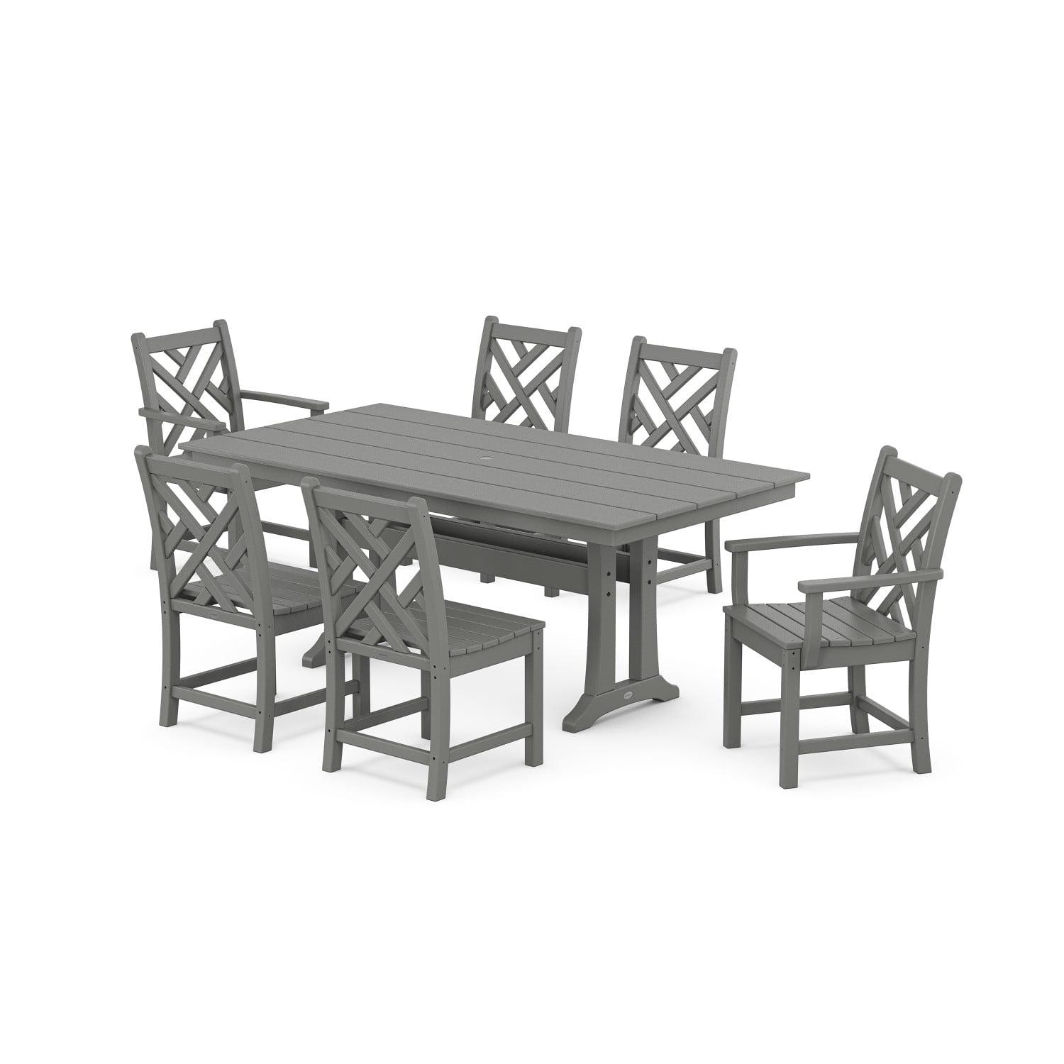 Chippendale 7-Piece Farmhouse Trestle Dining Set