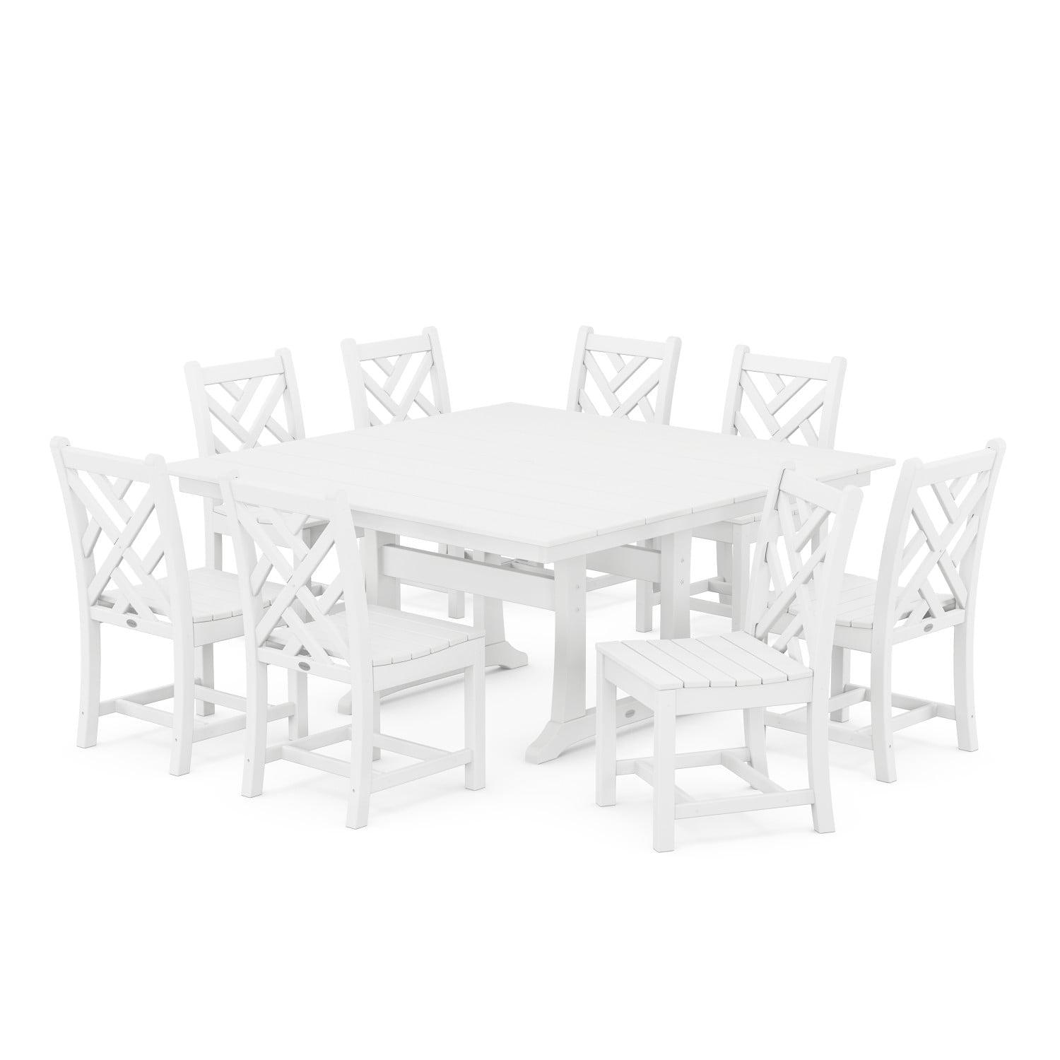 Chippendale 9-Piece Farmhouse Trestle Dining Set