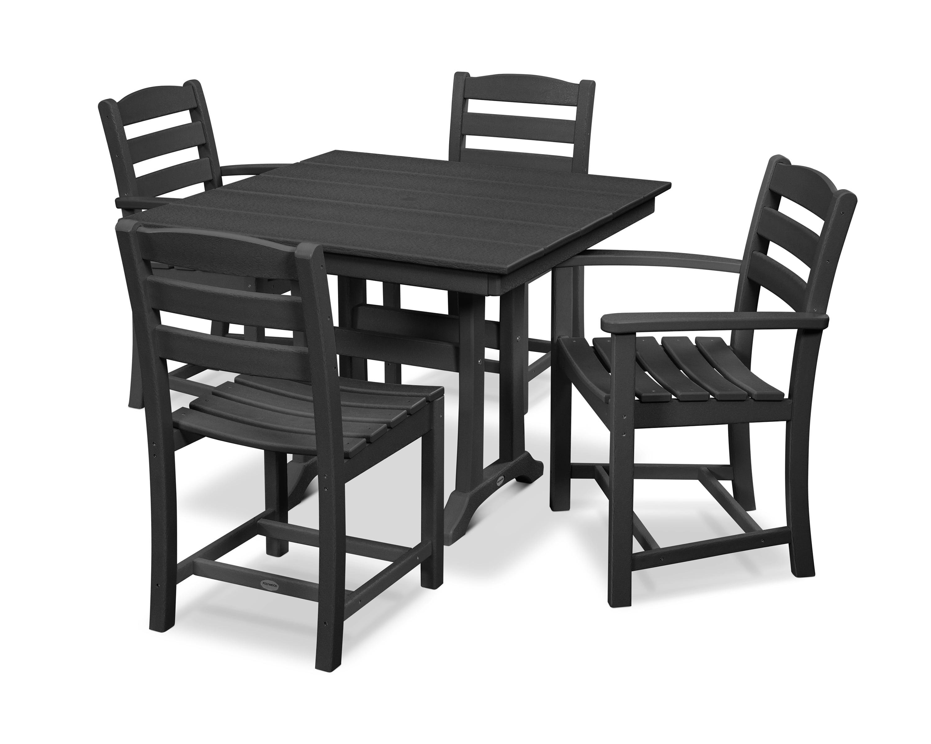 La Casa Café 5-Piece Farmhouse Dining Set with Trestle Legs