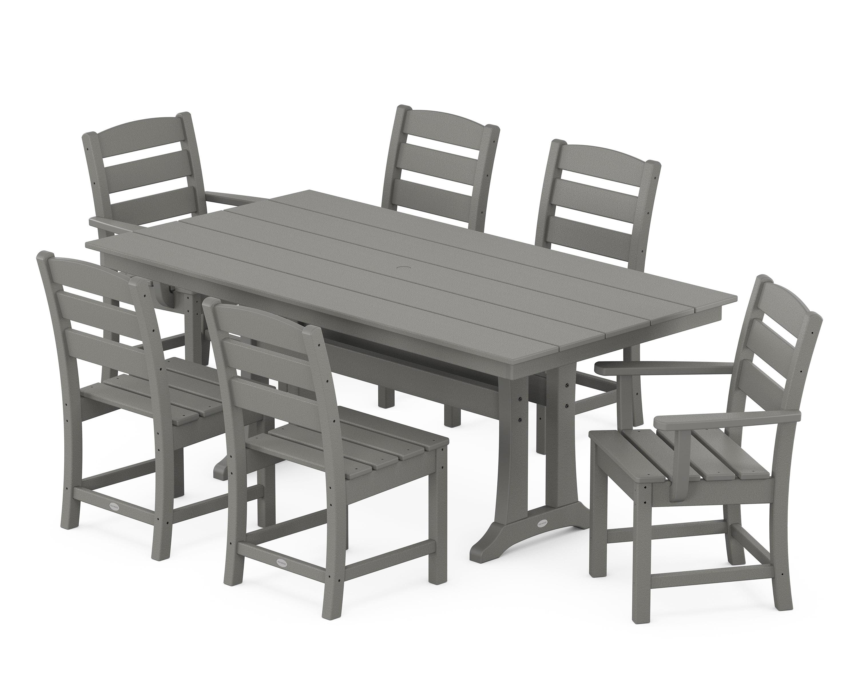 Slate Gray 7-Piece Farmhouse Trestle Dining Set