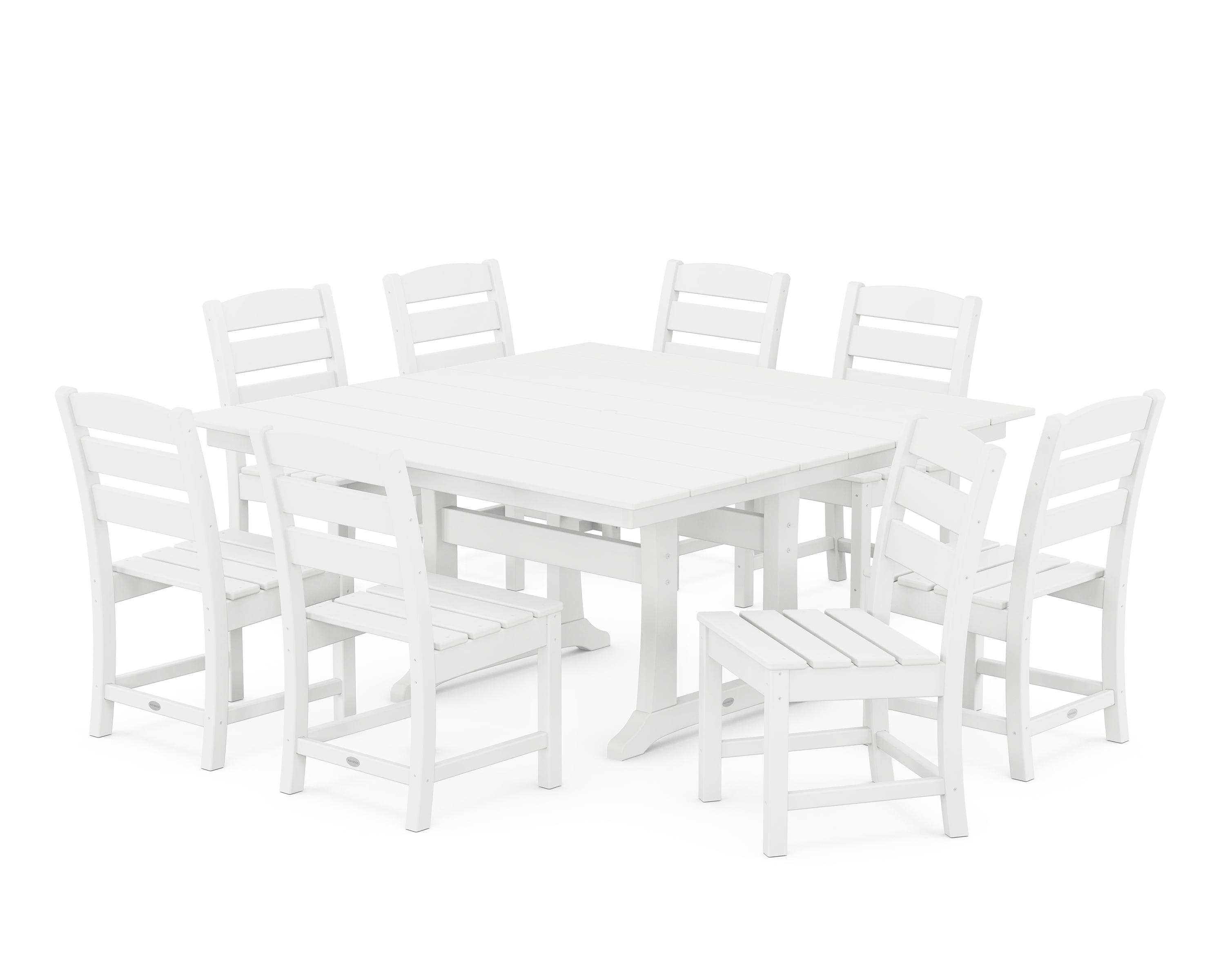 Lakeside 9-Piece Farmhouse Trestle Dining Set