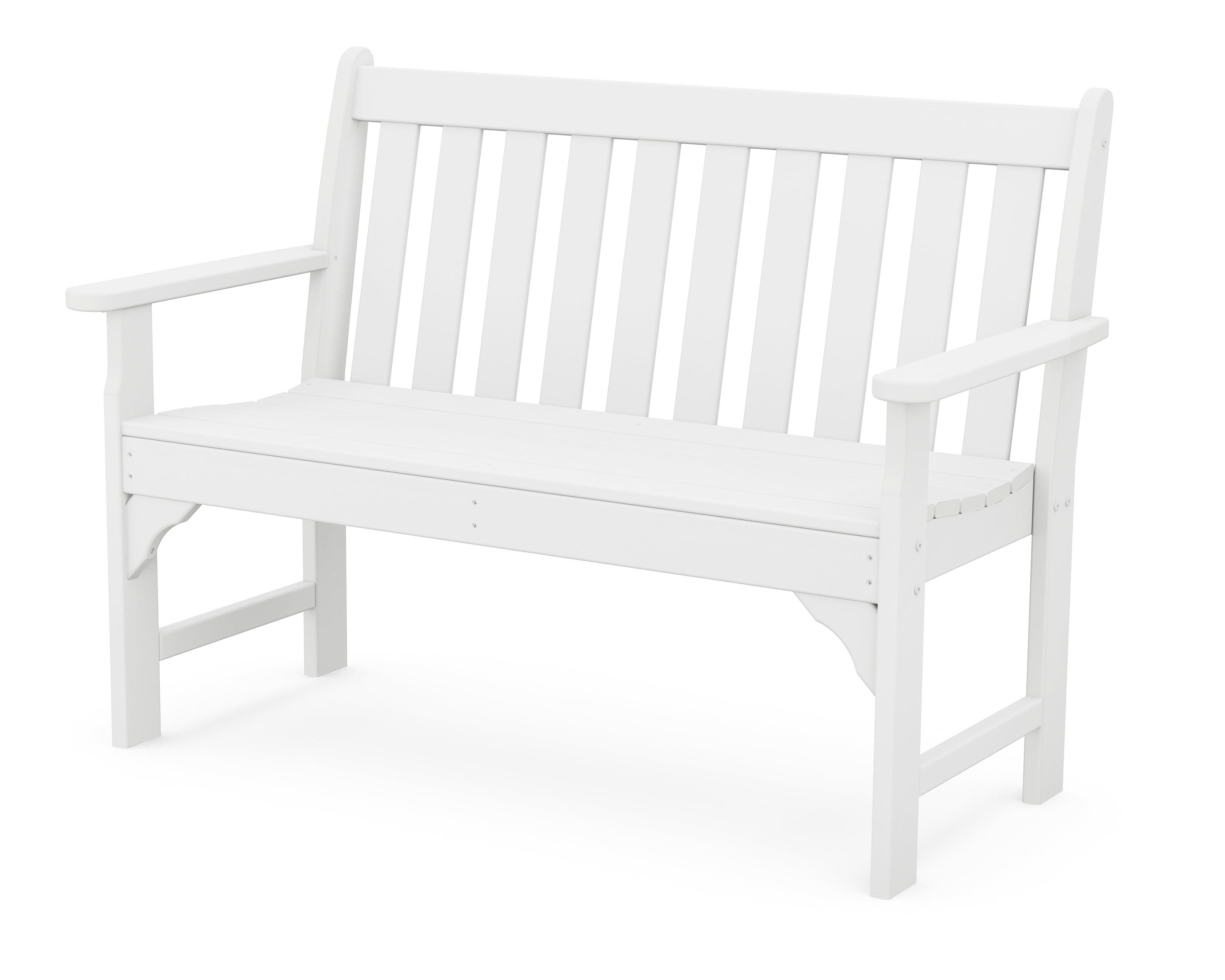 White 48" Weatherproof Slat-Back Outdoor Bench