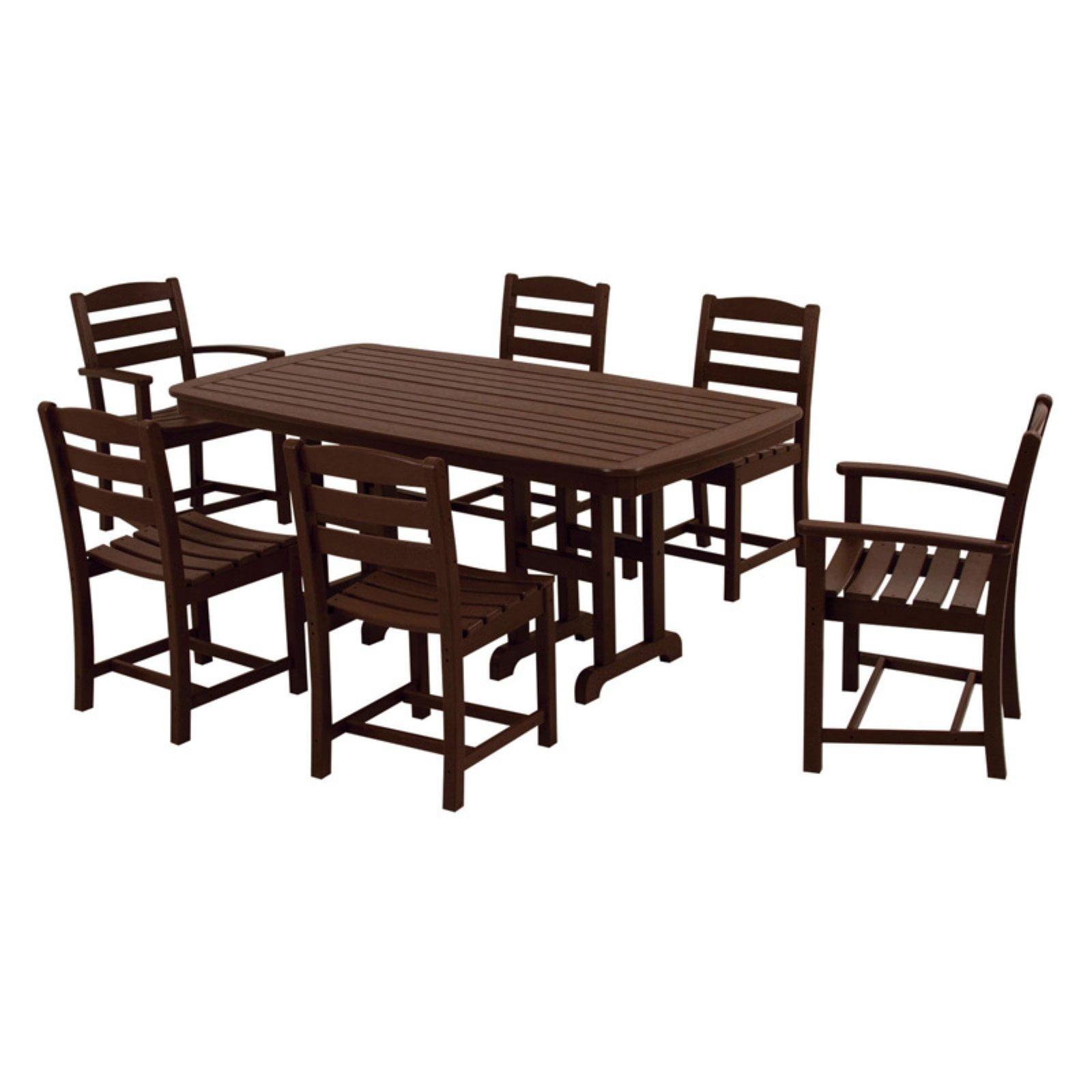 Mahogany 7-Piece Outdoor Dining Set with Arm and Side Chairs