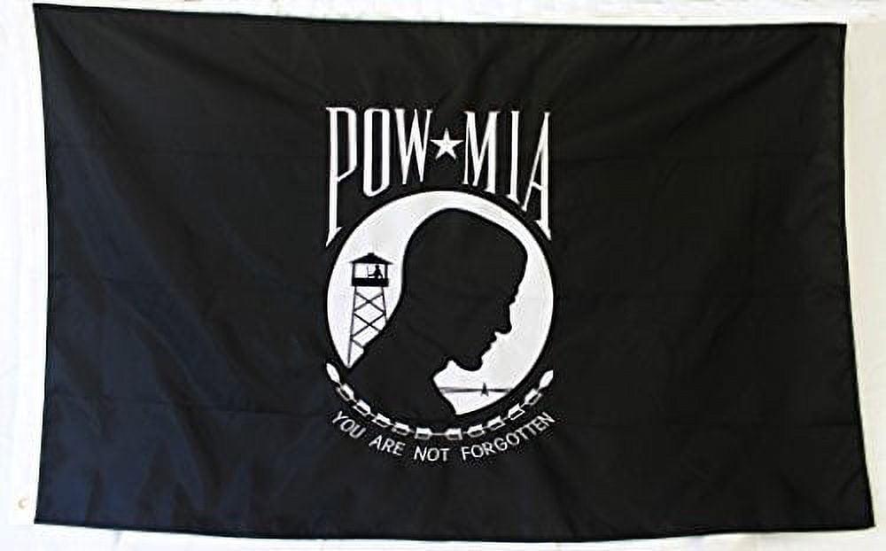 POW MIA Black Nylon Embroidered Patriotic Flag 3x5