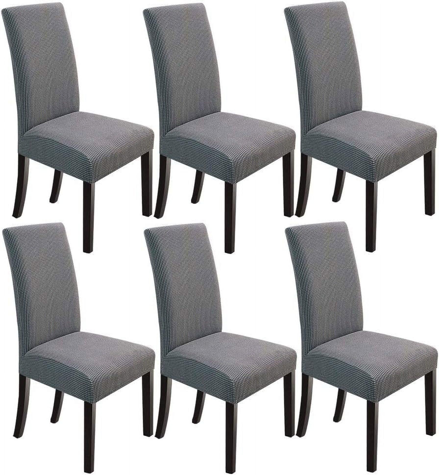 Light Grey Stretch Dining Chair Covers, Set of 6