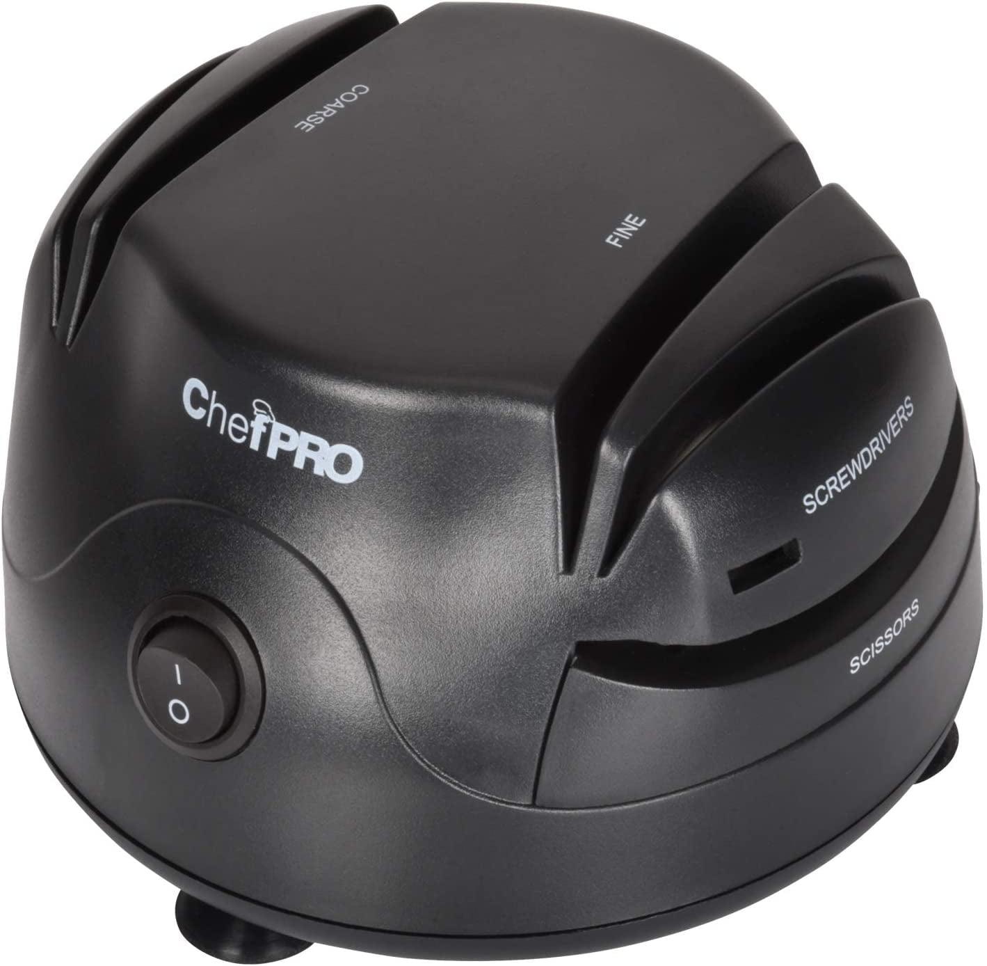 Chef Pro PREMIUS Compact 3-in-1 Electric Knife Sharpener System, Black