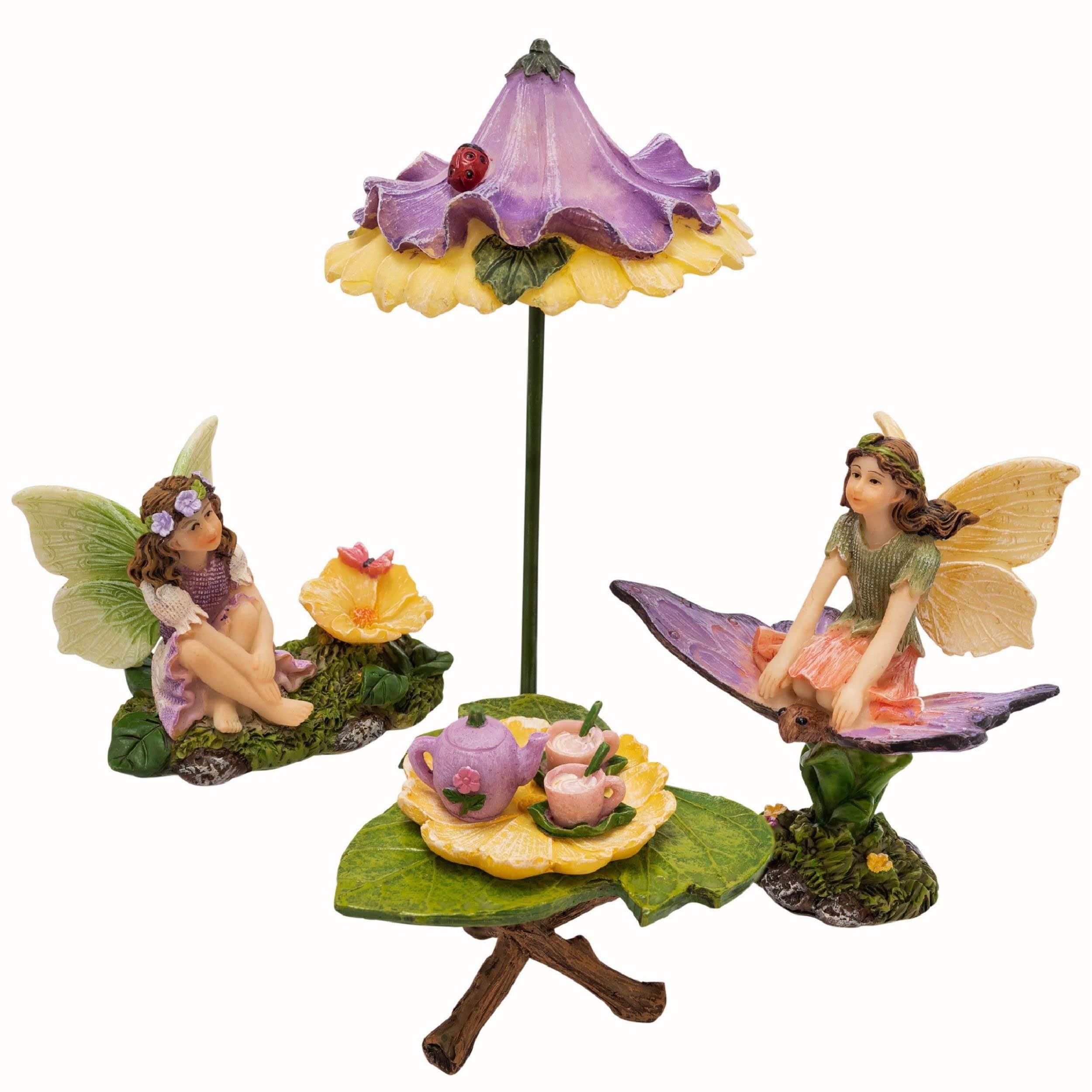 PRETMANNS Fairy Garden Accessories with Garden Fairy Figurines - Adorable Fairies for Fairy Gardens, Cute Fairy Garden Miniatures with a Fairy Furniture Kit C21