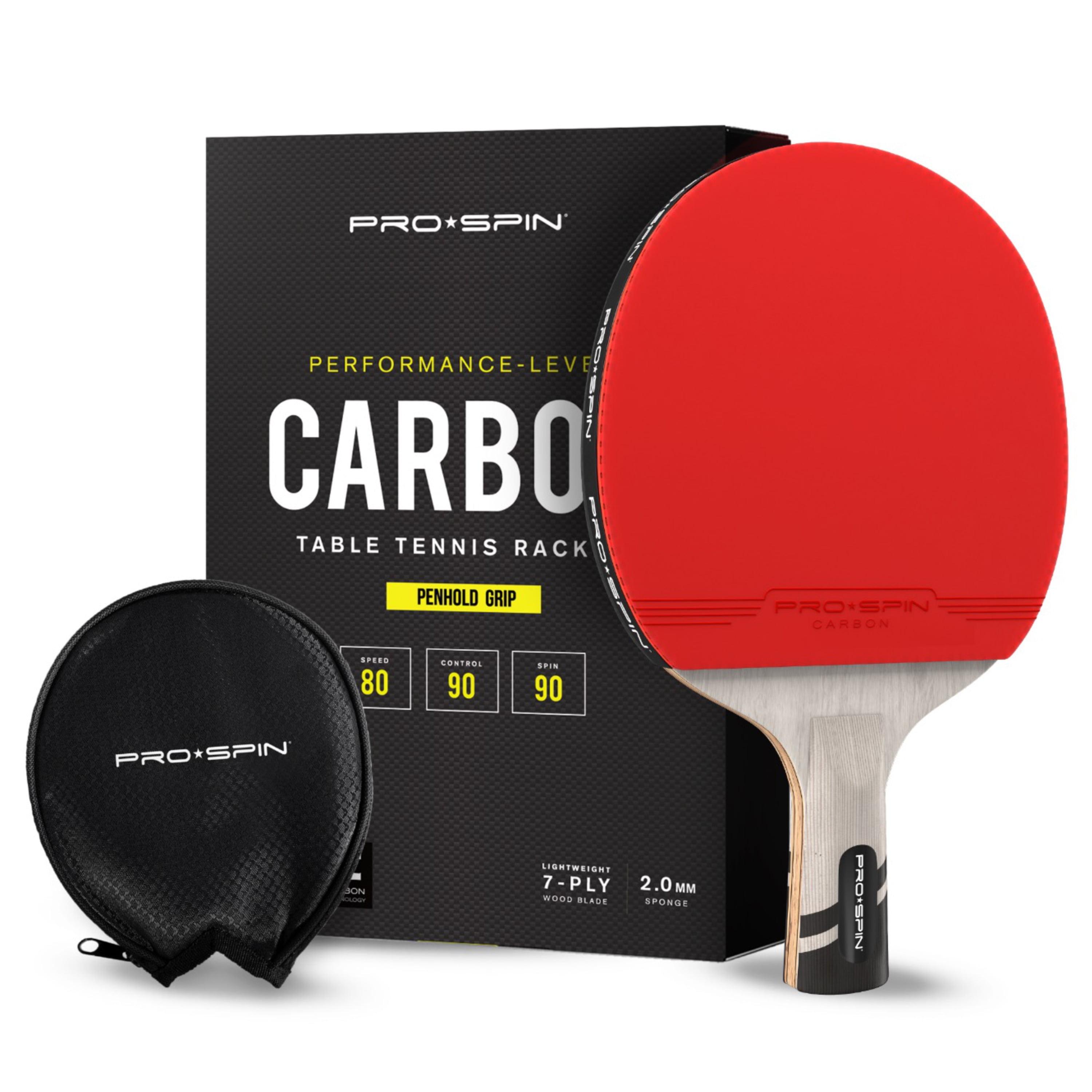 PRO-SPIN Carbon Fiber Penhold Grip Table Tennis Paddle with Case