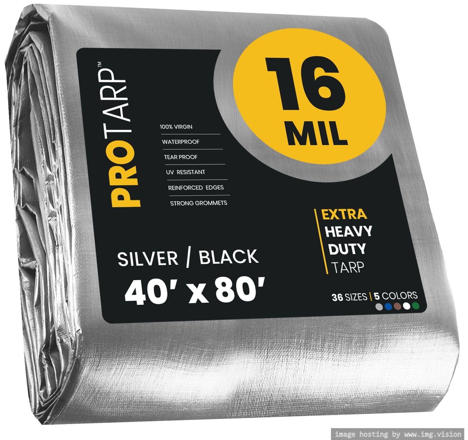 Extra Heavy Duty Silver/Black 40' x 80' Waterproof Tarp