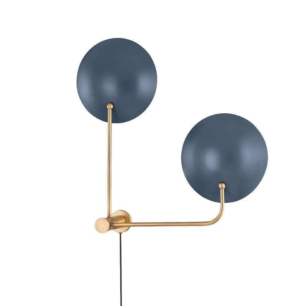 Sereno 2-Light Plug-In Sconce - Blue and Brass