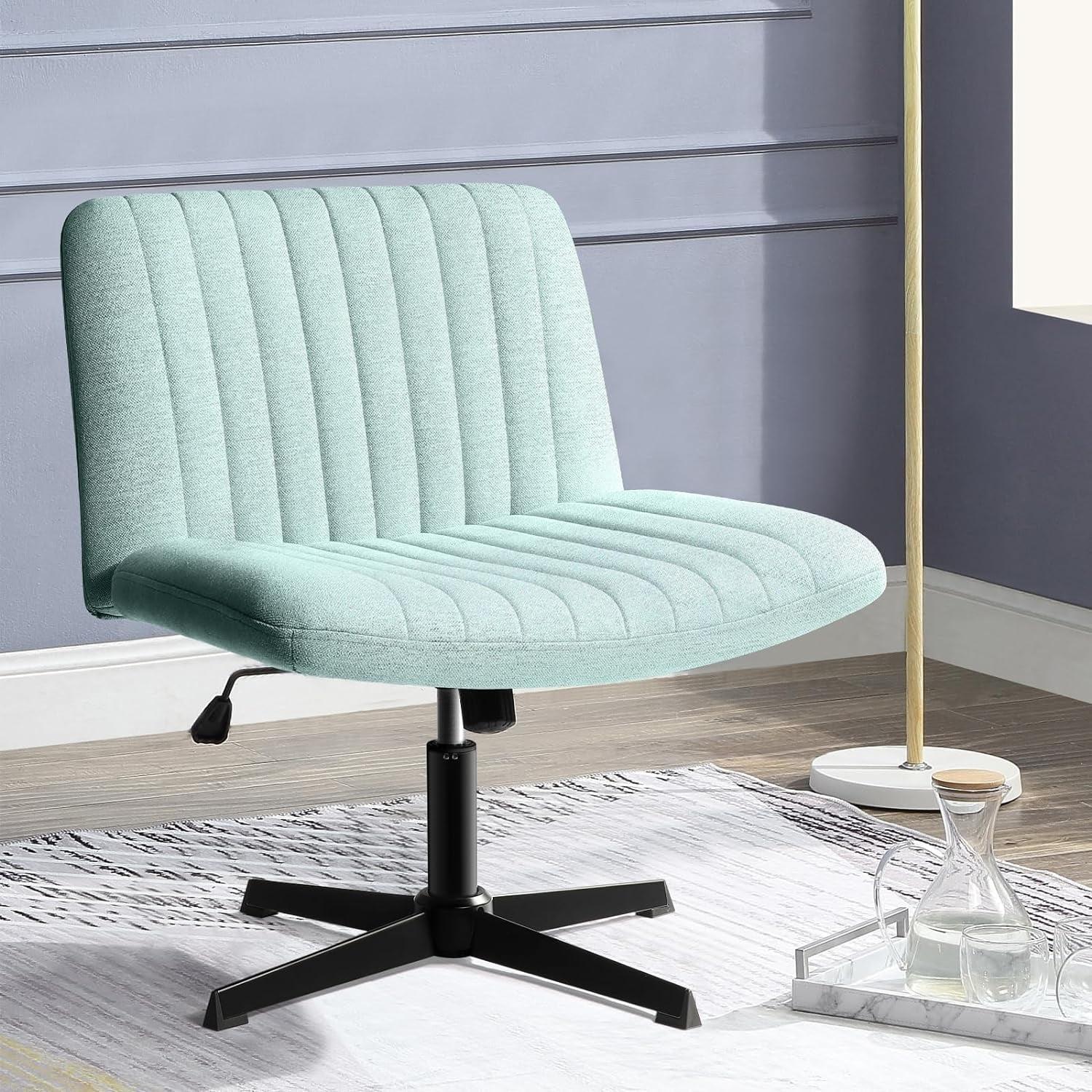 Mint Green Fabric Swivel Armless Task Chair