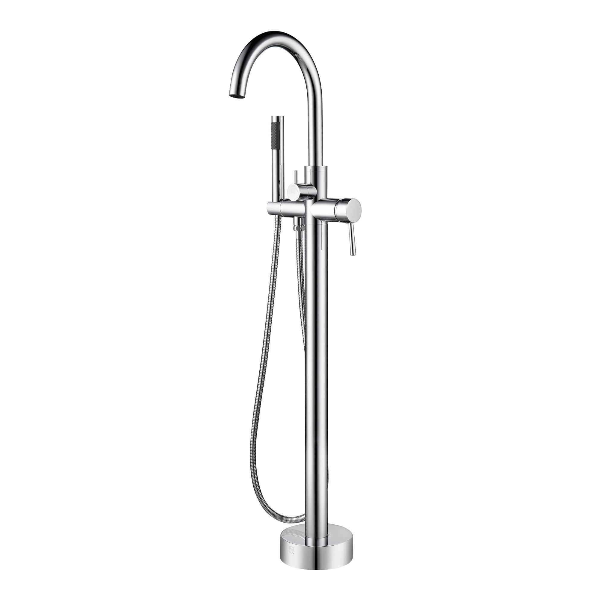 Chrome Freestanding Tub Filler with Diverter and Handshower