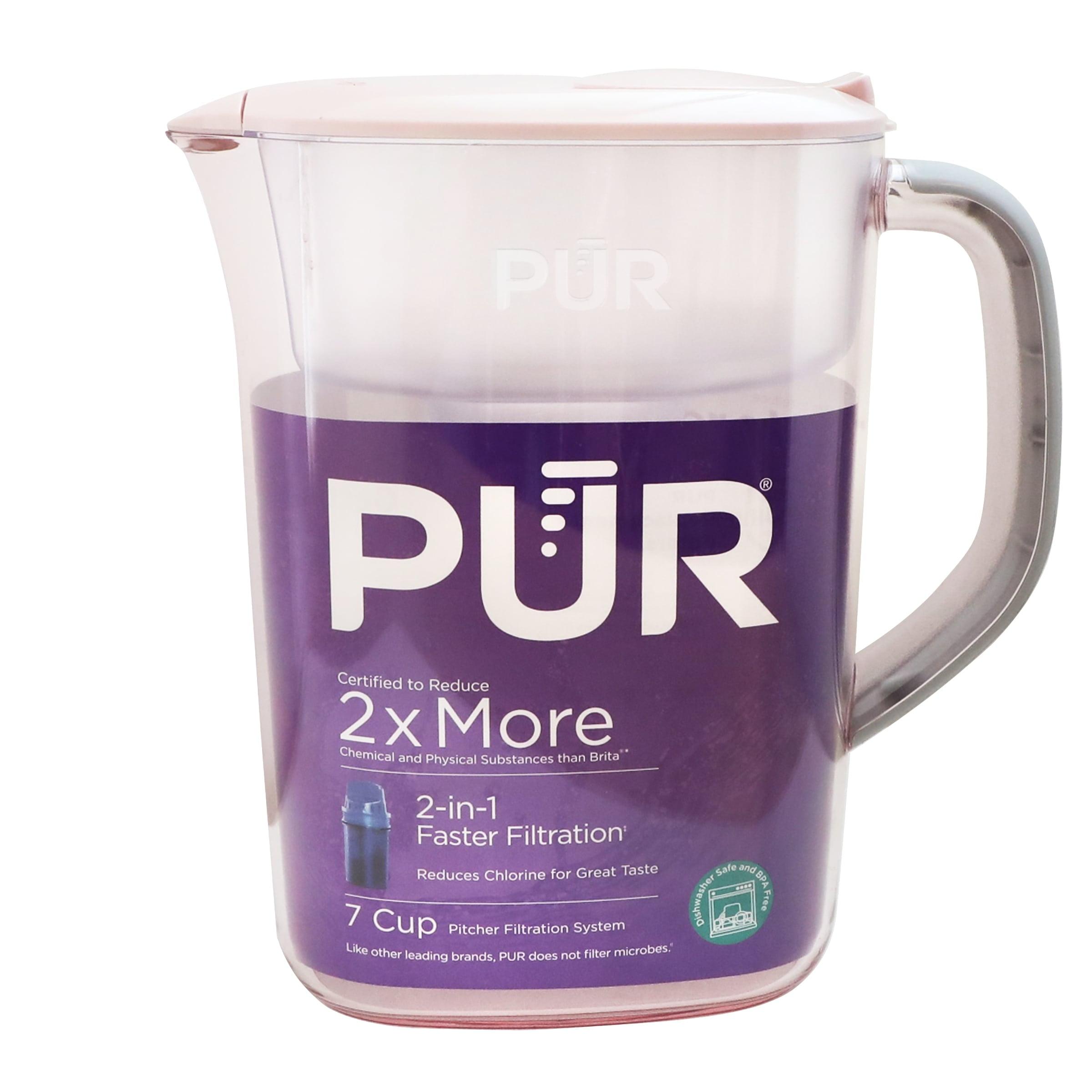 PUR 7 Cup Water Pitcher Filtration System Blush PPT700P: BPA-Free, Dishwasher-Safe, Filters Pesticides & Chlorine