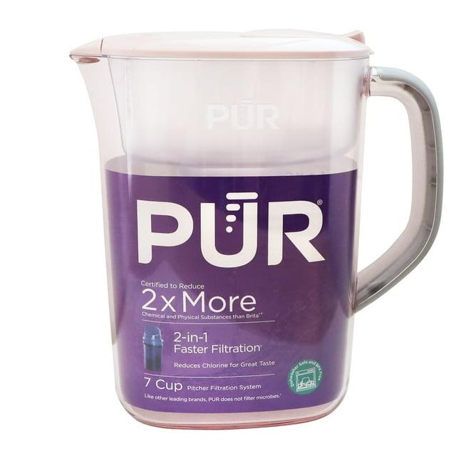 PUR 7 Cup Water Pitcher Filtration System Blush PPT700P: BPA-Free, Dishwasher-Safe, Filters Pesticides & Chlorine