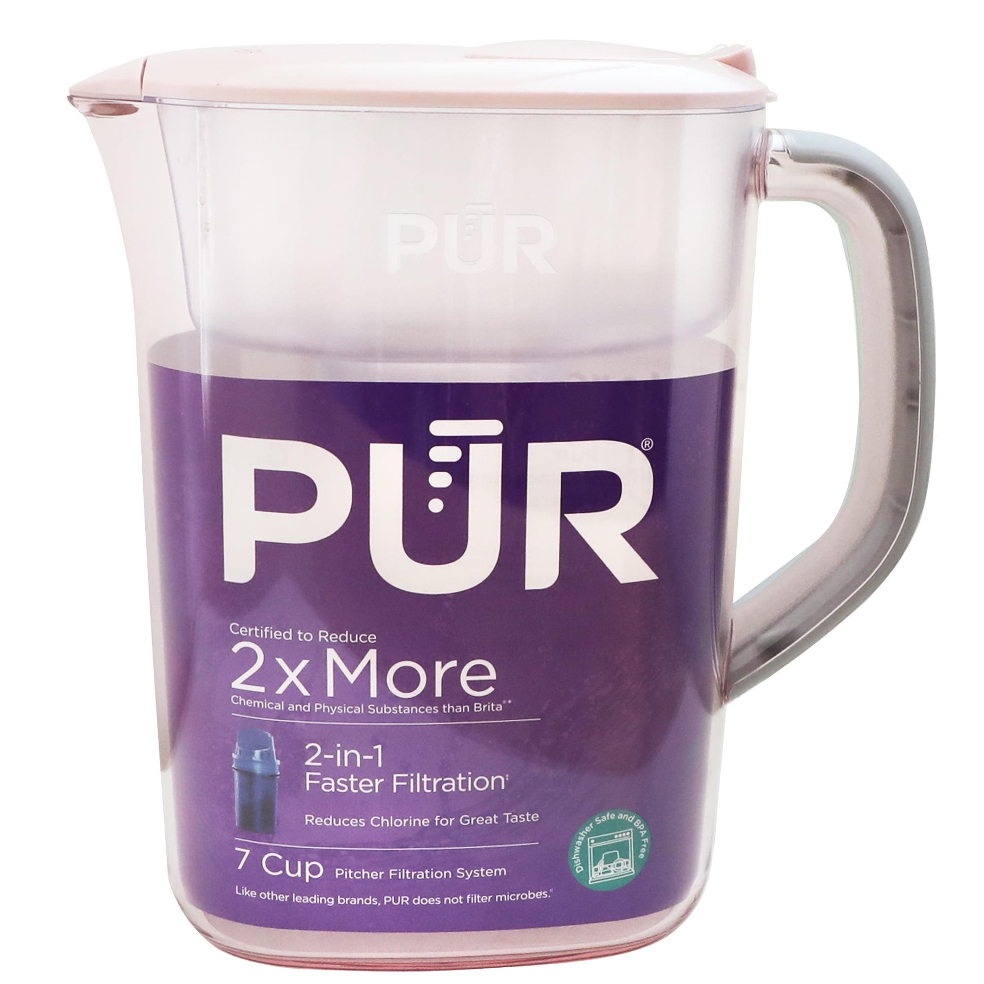 PUR 7 Cup Water Pitcher Filtration System Blush PPT700P: BPA-Free, Dishwasher-Safe, Filters Pesticides & Chlorine