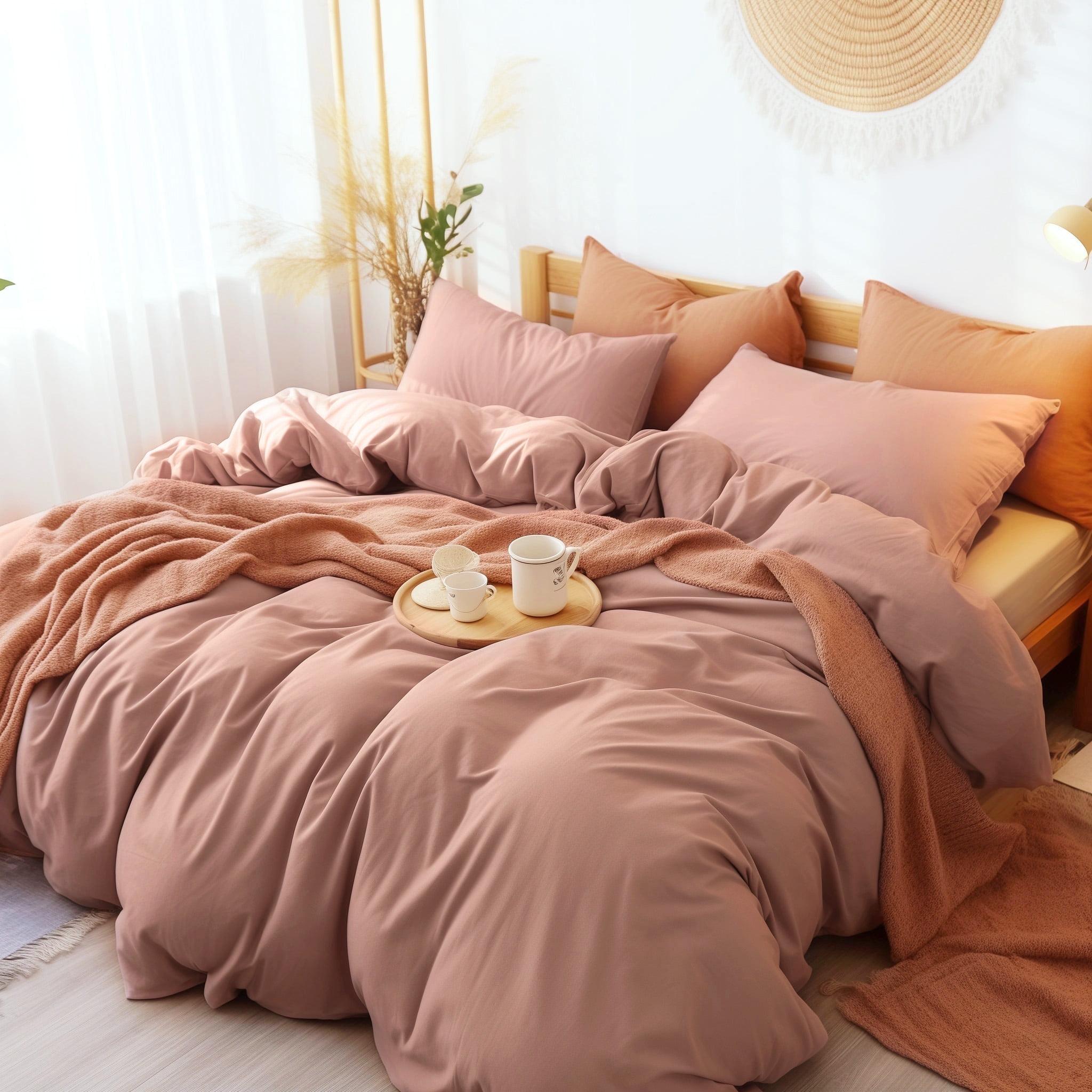 Queen Petal Pink Jersey Cotton Duvet Cover Set