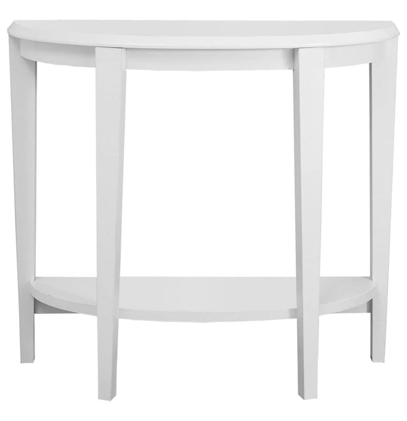 White Wood Demilune Console Table with Storage