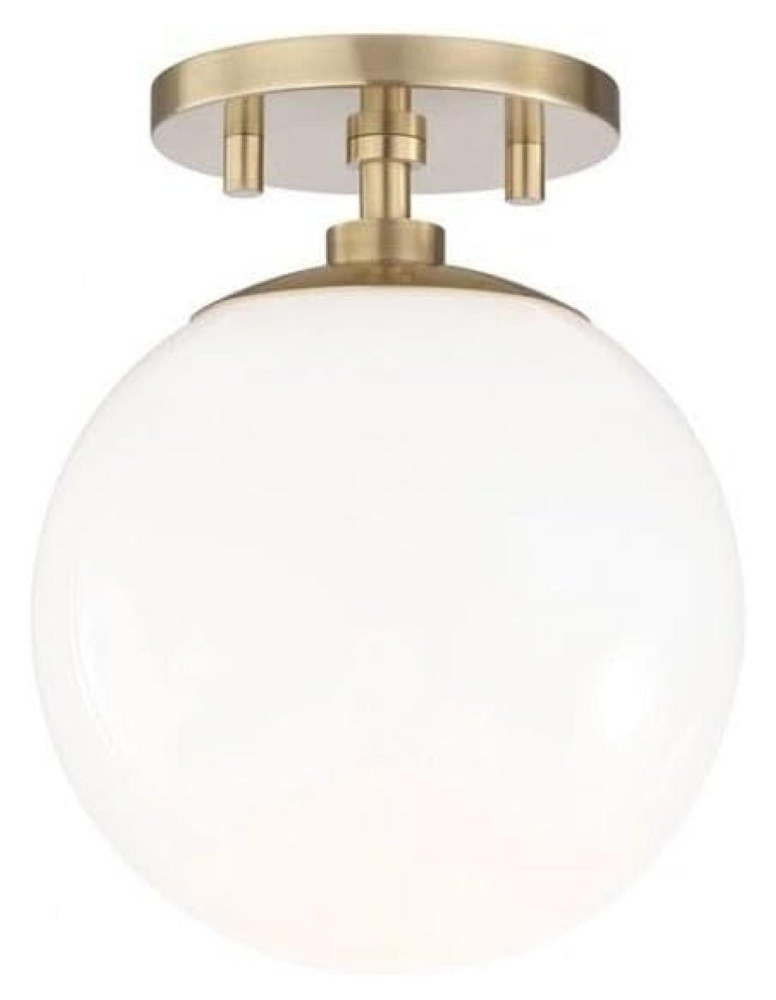 Mitzi Stella 1 - Light Semi-Flush Mount in  Aged Brass White Shade