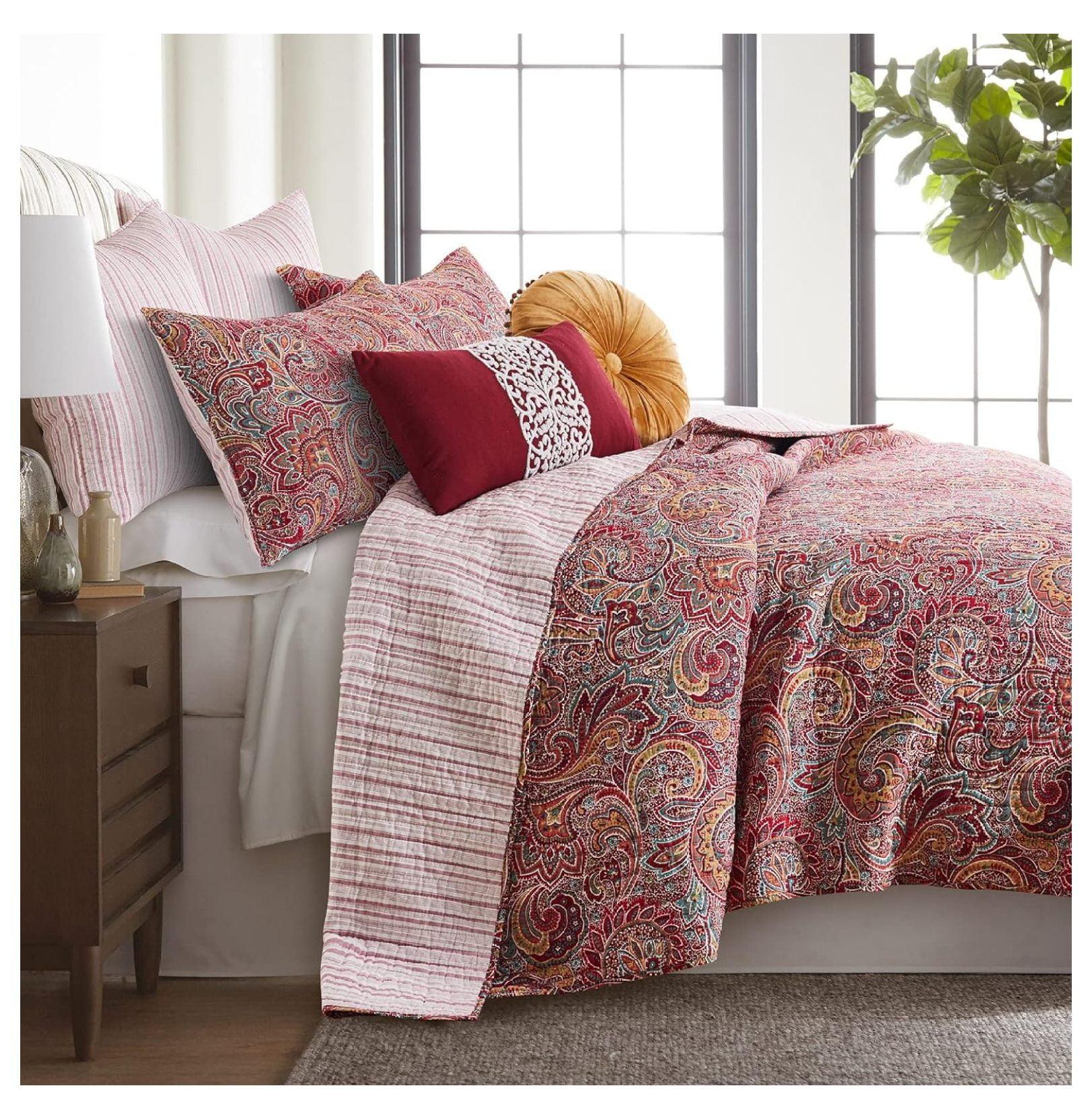 Kimpton Red Cotton King Reversible Quilt Set