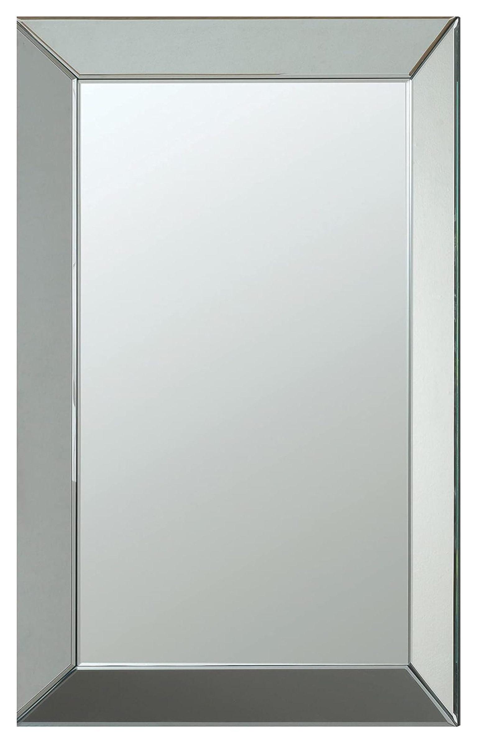 Silver Beveled Frameless Rectangular Wall Mirror