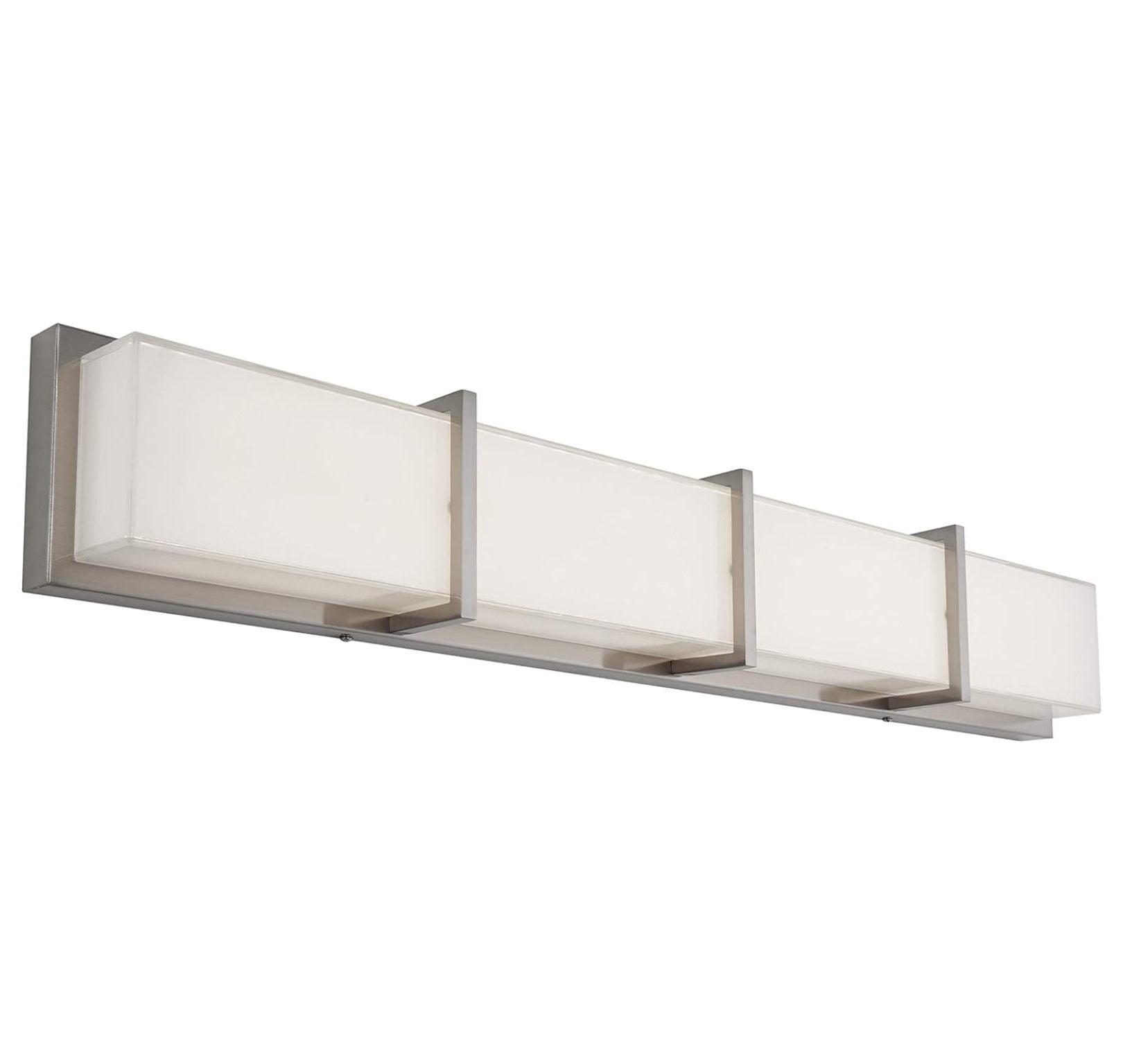 Modern Brushed Nickel 35" LED Vanity Light with Clear Glass Shade