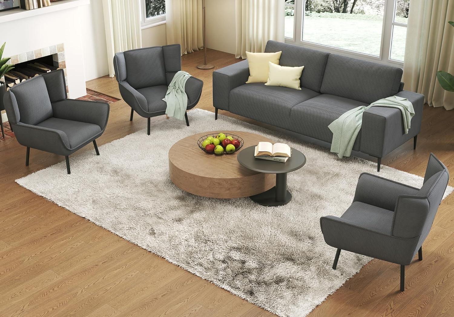 Wade Logan® Brynnly 89 in Comfy Sofa Couch with Extra Deep Seat 3 Seater Sofa Chair Set for Living Room