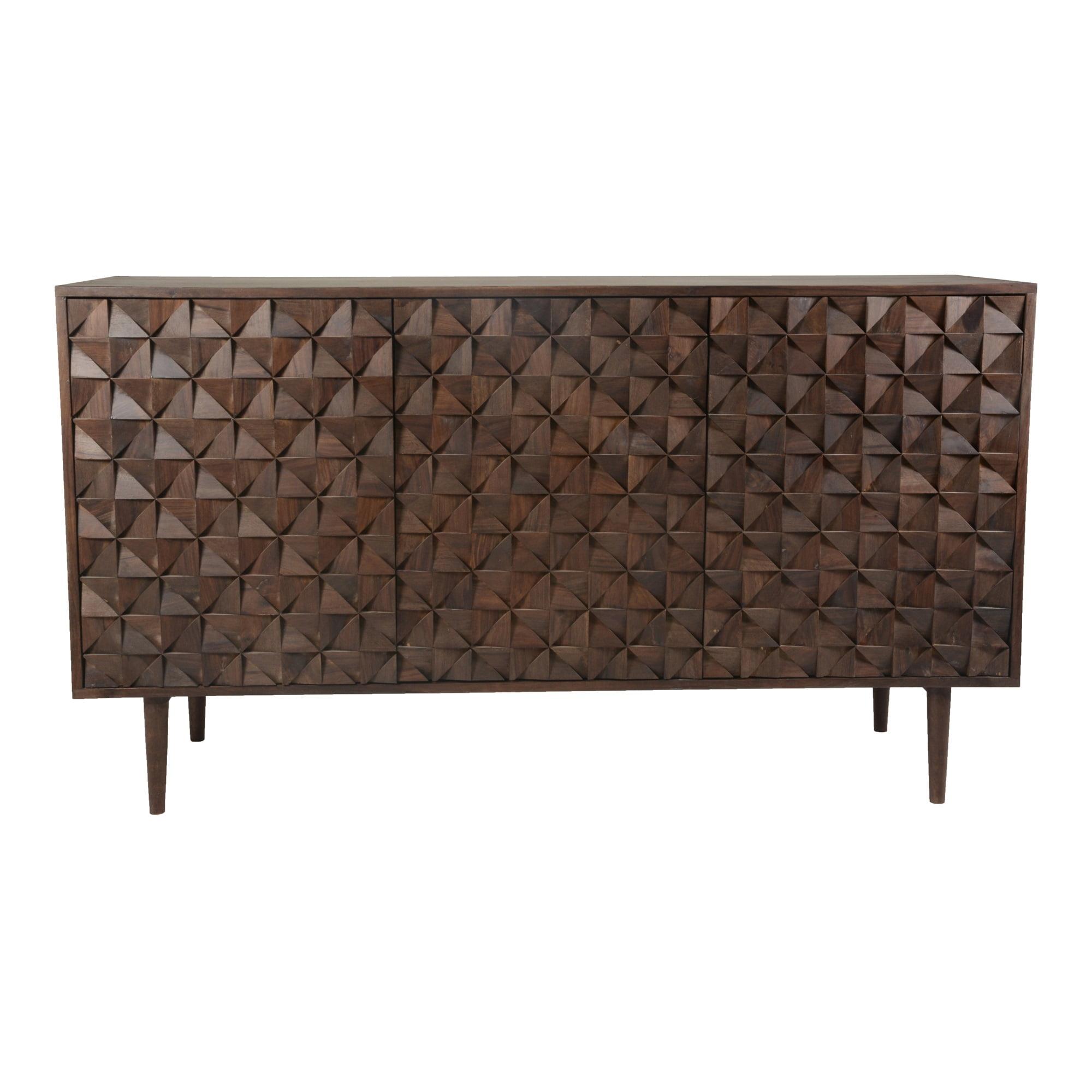 Dark Brown Sheesham Wood Mid-Century Modern Sideboard