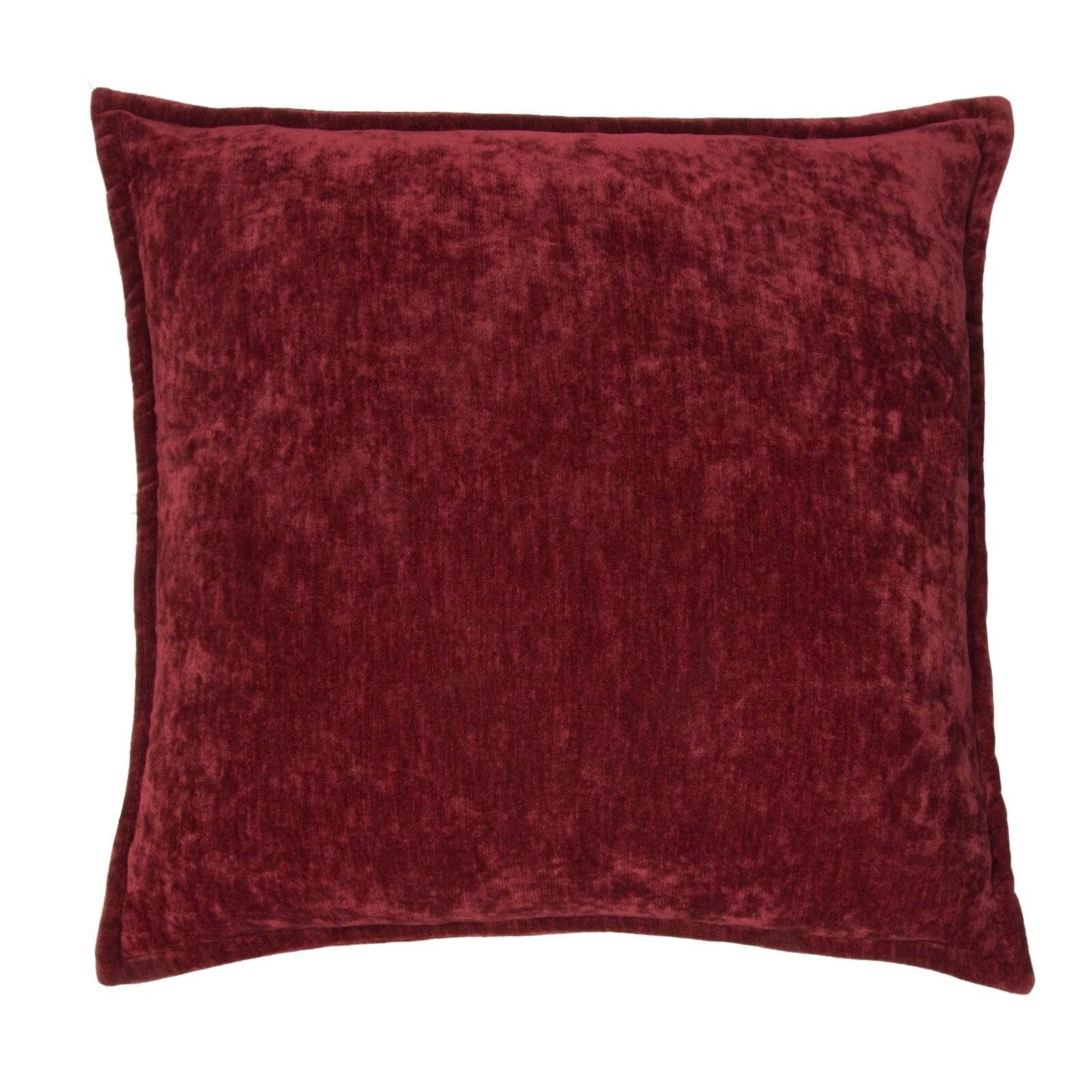 Burgundy Velvet 20-Inch Square Pillow with Feather Down Fill