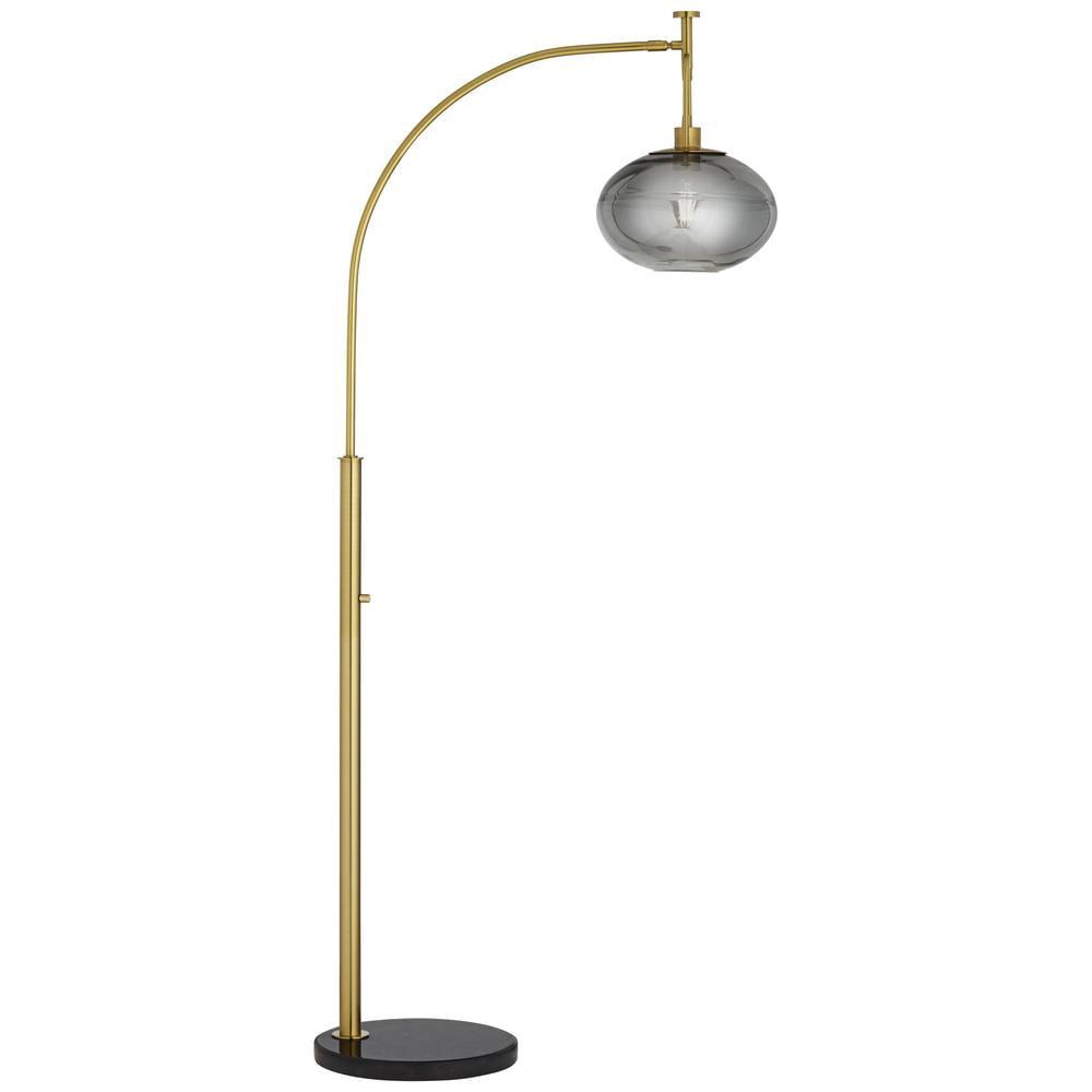 Pacific Coast Lighting Mid Century Modern 69" Tall Standing Floor Lamp Curved Arc Gold Metal Living Room Bedroom House Reading Office Orb Gray Shade
