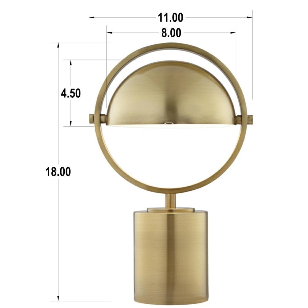 Brushed Antique Brass Adjustable Modern Table Lamp with Dome Shade