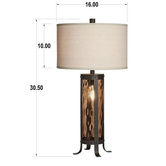 Pacific Coast Lighting 30 1/2" Tall Large Rustic End Table Lamp Night Light Dark Amber Black Glass Metal Single Beige Shade Living Room Bedroom