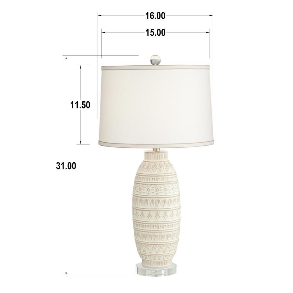 360 Lighting Cullen 31" Tall Large Modern Coastal End Table Lamp Beige Almond Ceramic Single White Shade Living Room Bedroom Bedside Nightstand House