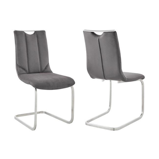 Gray Faux Leather Parsons Side Chair with Metal Frame