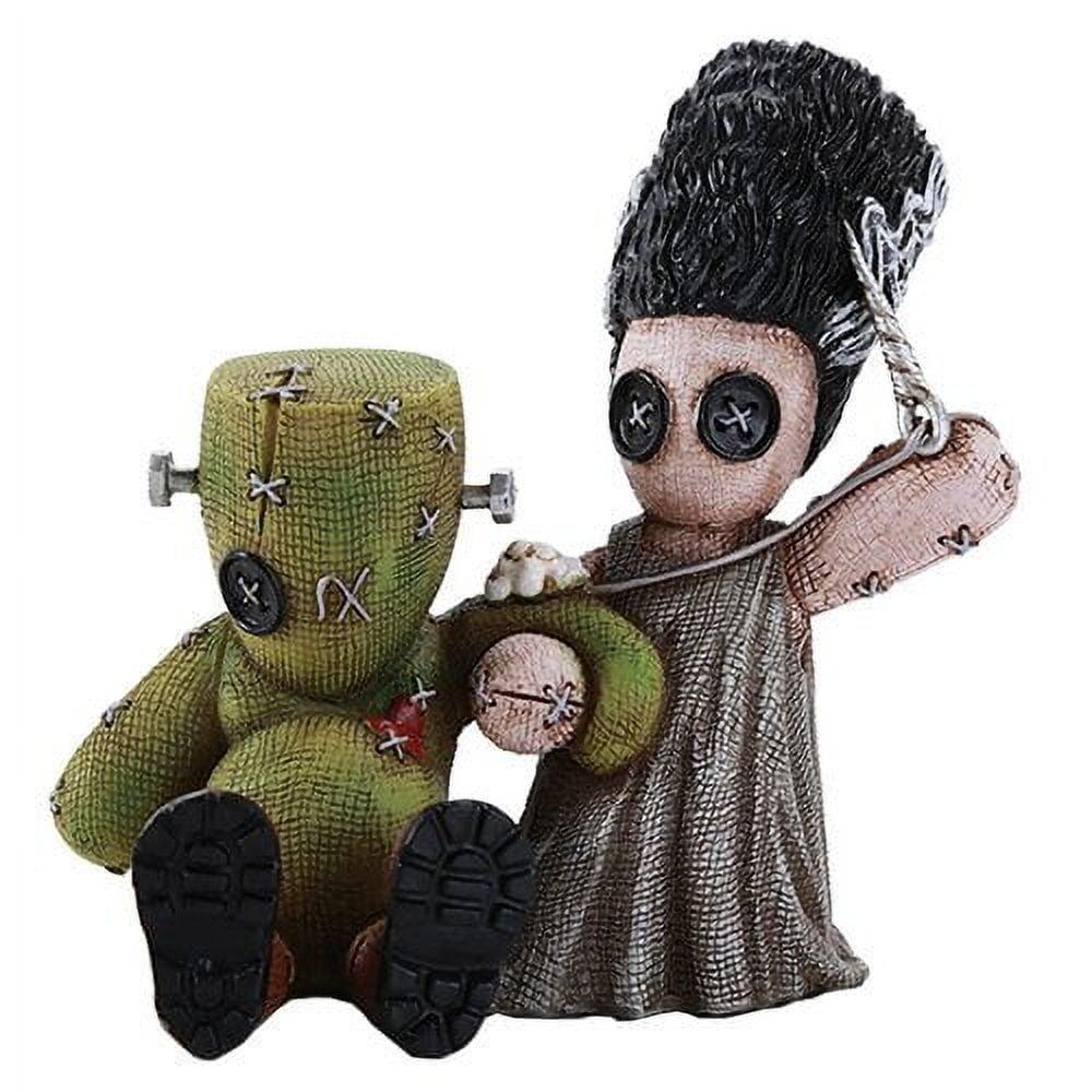 Frankenstein and Bride Hand-Painted Resin Figurine, 4 Inches