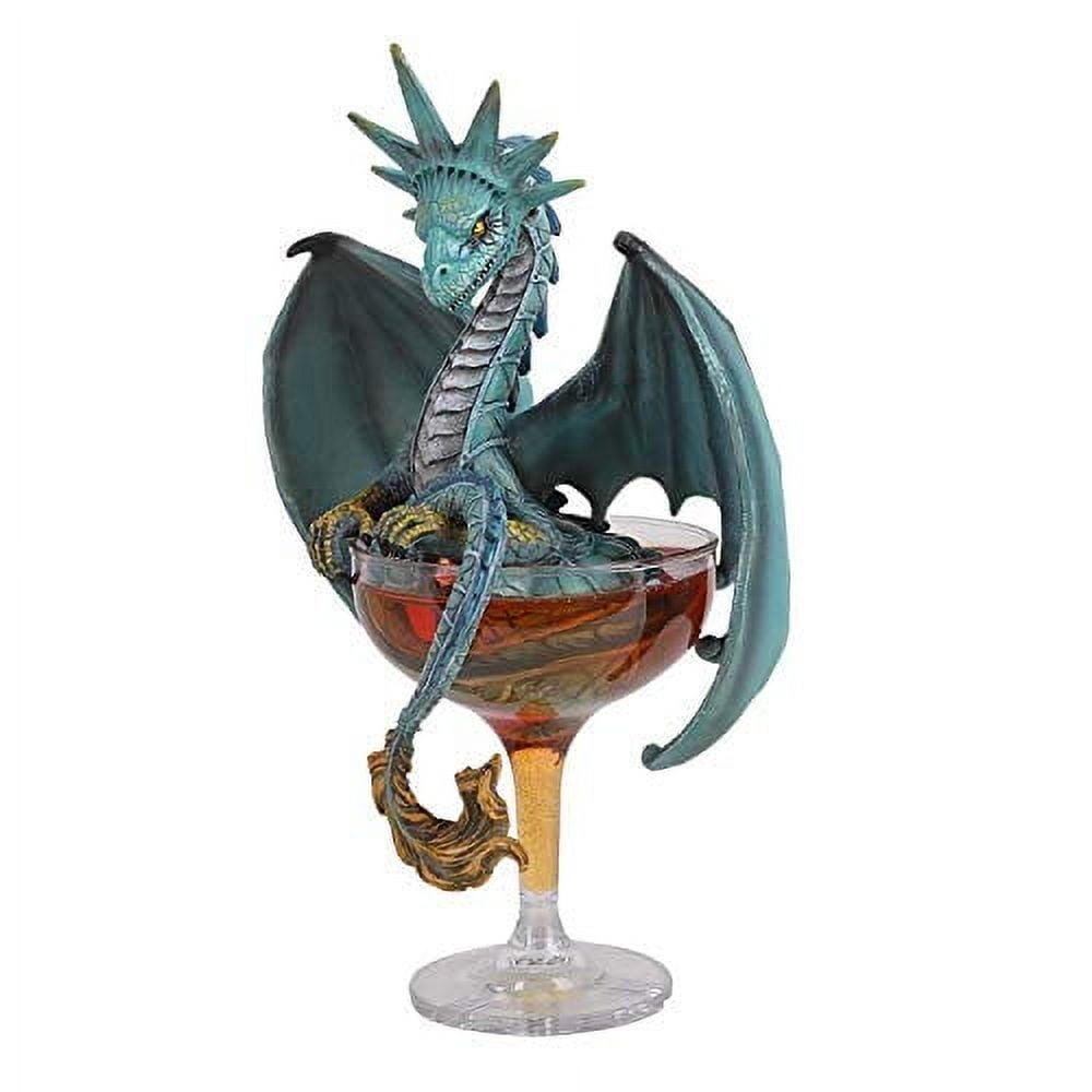 Teal Winged Dragon in Manhattan Cocktail Resin Figurine