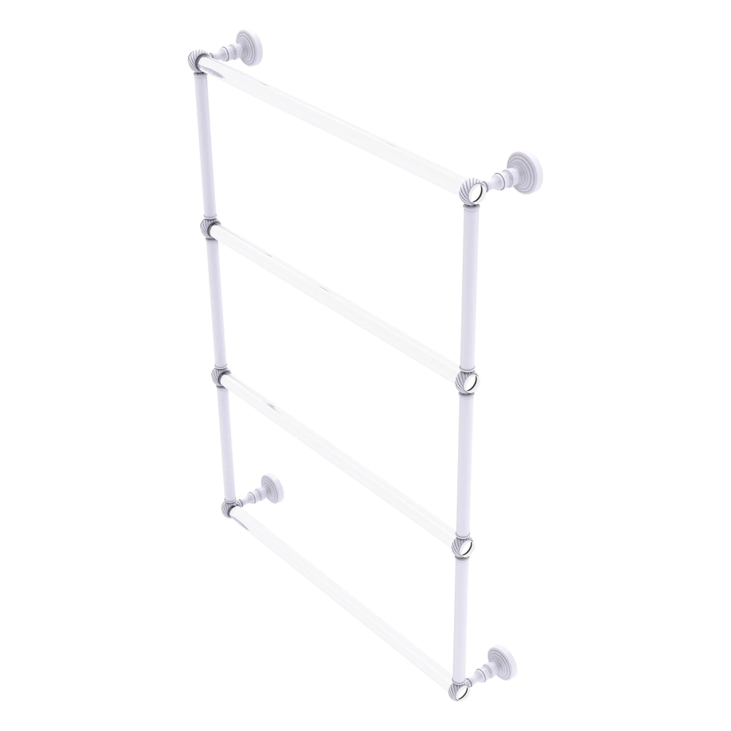 Matte White 24 Inch Acrylic and Brass Ladder Towel Bar