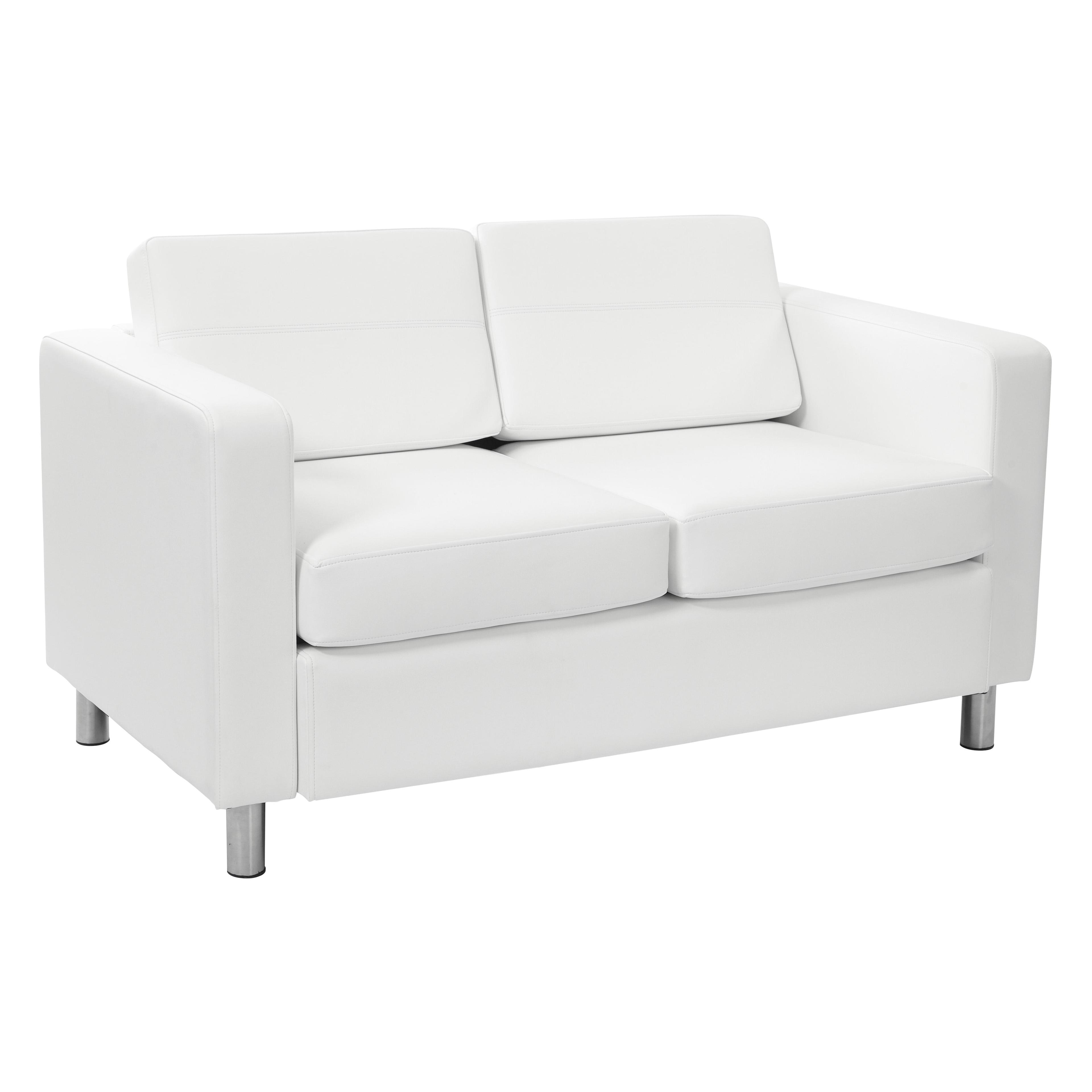 Pacific Loveseat In Dillon Snow White Faux Leather by Office Star