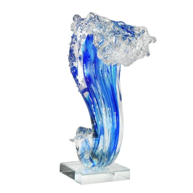 Pacific Wave Glass Sculpture/Figurine in Blue Finish