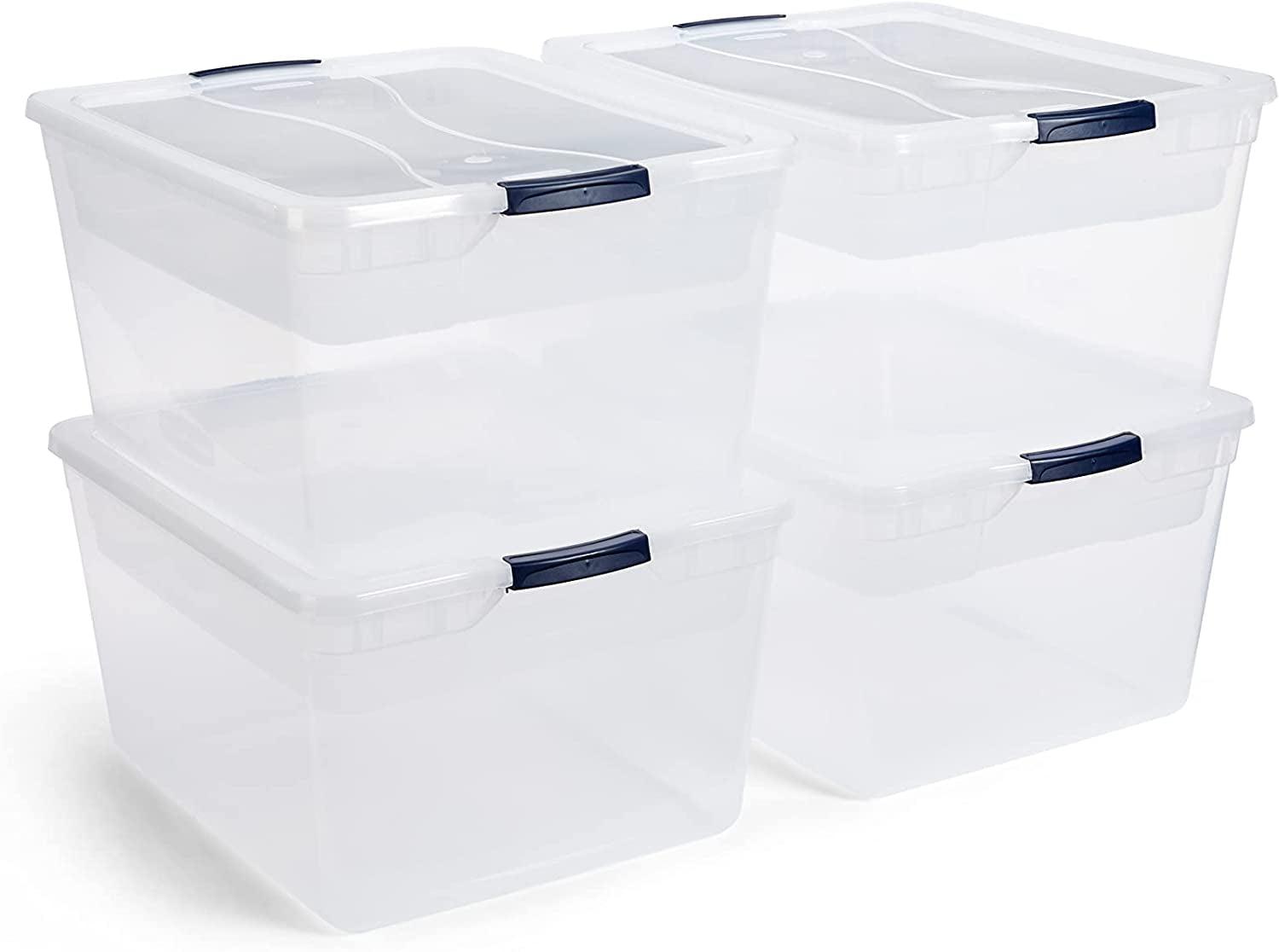 Killeryuki Cleverstore Clear 71 Qt, 4-Pack, Made in USA, Stackable Large Clear Storage Bins with Lids, See-Through Plastic Storage, with Latching Lids, BPA-Killeryuki