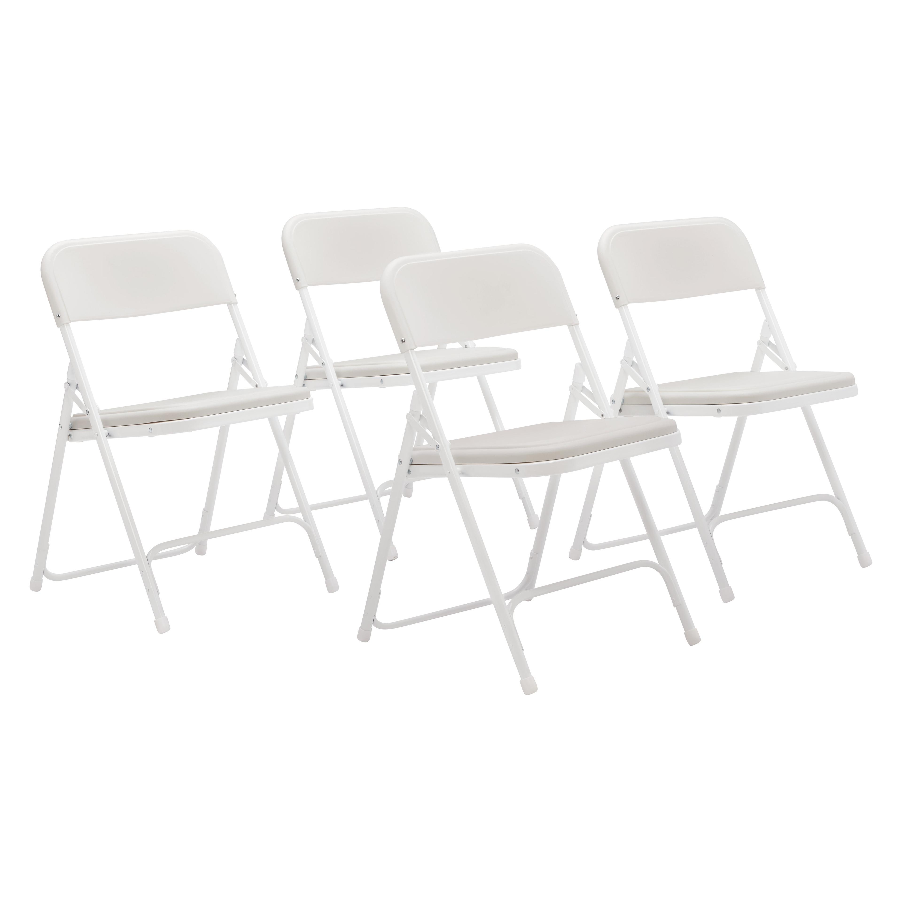 Bright White Metal Armless Stacking Reception Chair Set