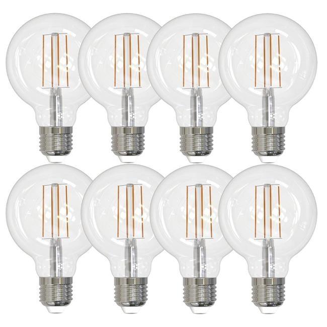 Pack of 8 Clear Dimmable LED Filament G25 Bulbs