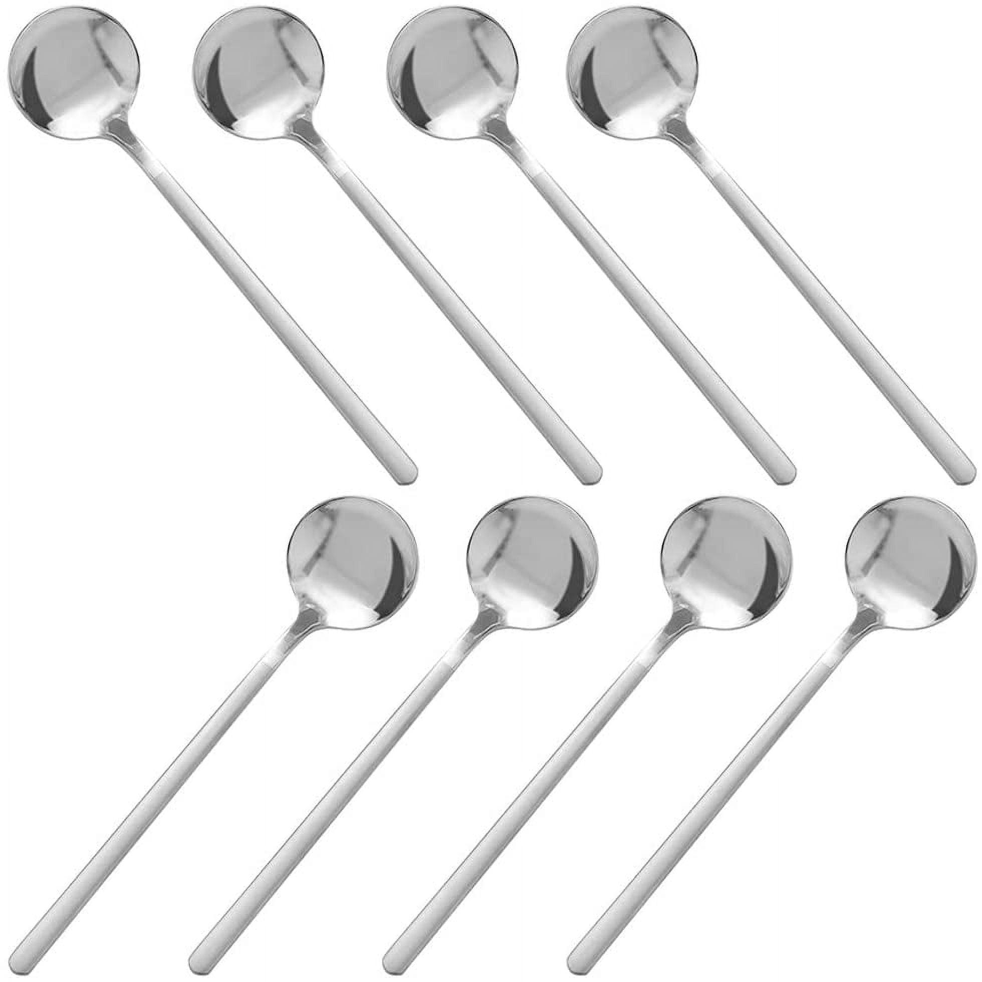 Set of 8 Silver Stainless Steel Mini Espresso Spoons